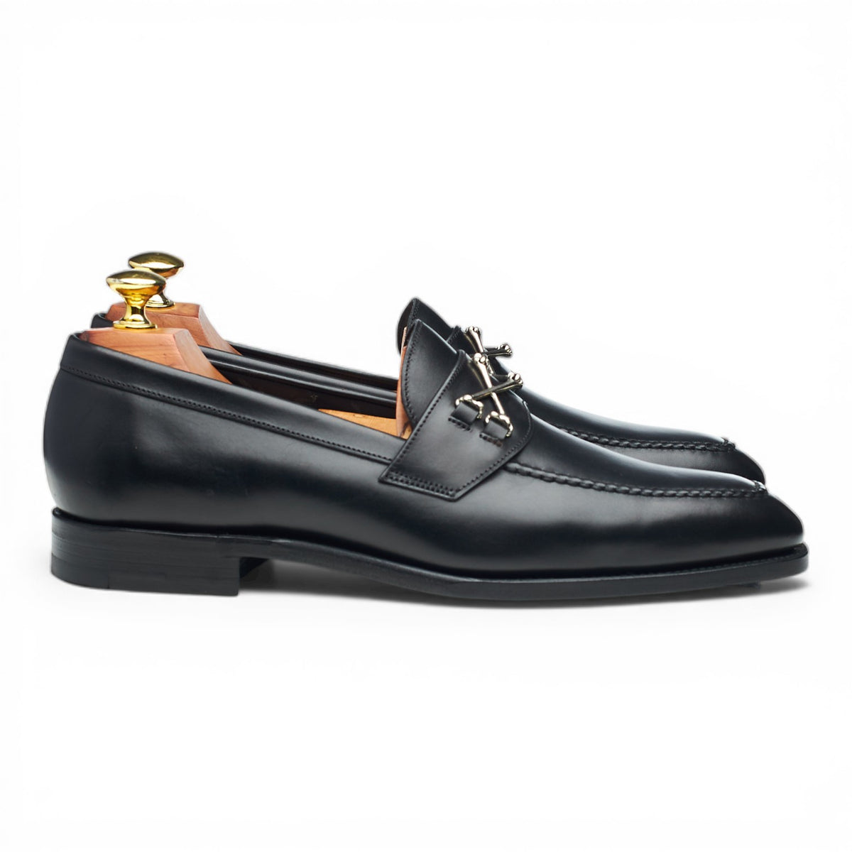 'Wolfe' Black Leather Bit Loafers UK 7