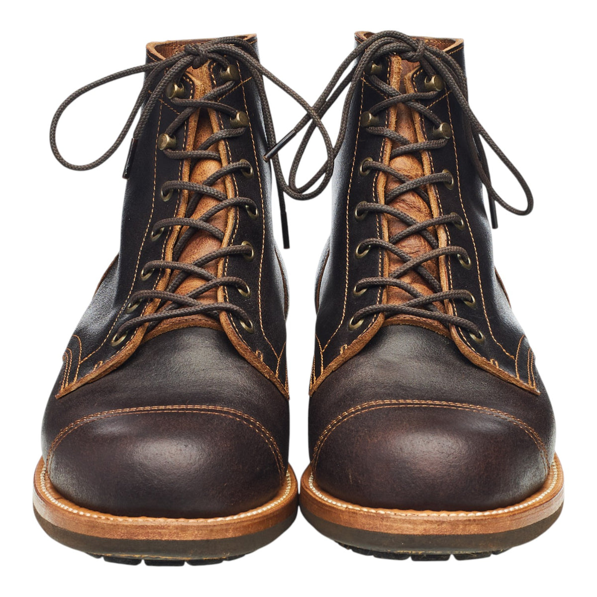 Dark Brown Waxed Leather Boots UK 11.5 US 12 D