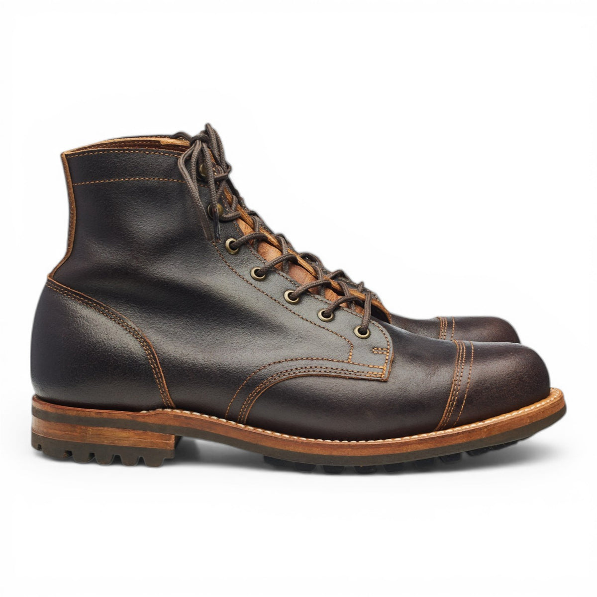 Dark Brown Waxed Leather Boots UK 11.5 US 12 D