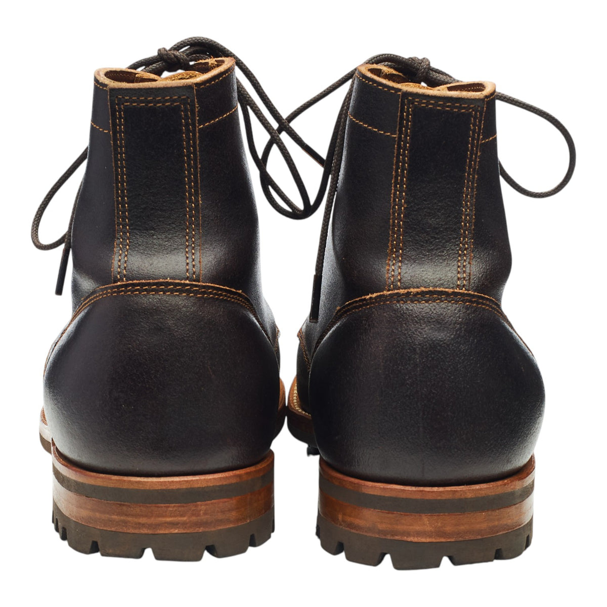 Dark Brown Waxed Leather Boots UK 11.5 US 12 D