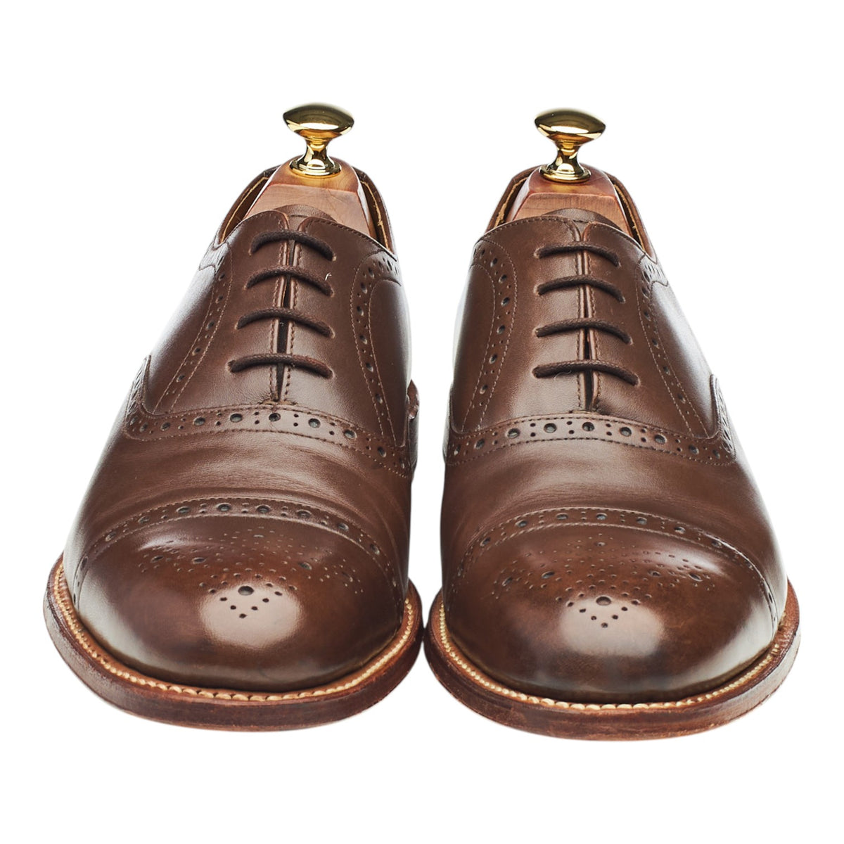 'Matthew' Dark Brown Leather Oxford Semi Brogues UK 9 F