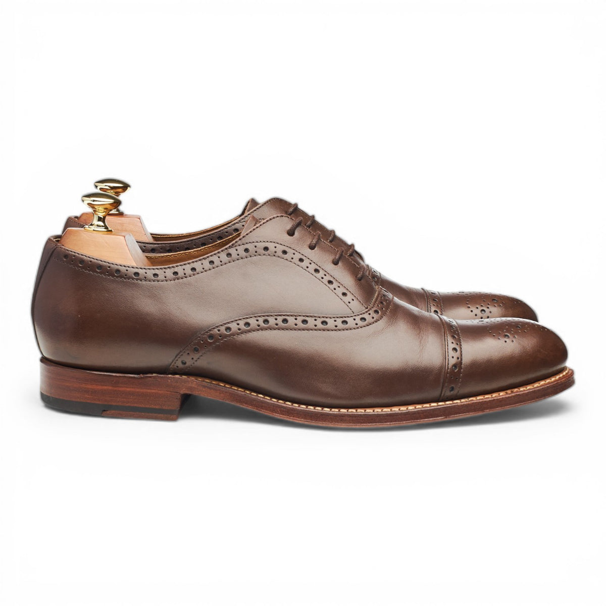 'Matthew' Dark Brown Leather Oxford Semi Brogues UK 9 F
