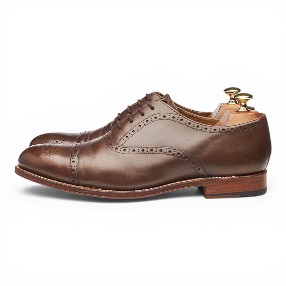 'Matthew' Dark Brown Leather Oxford Semi Brogues UK 9 F