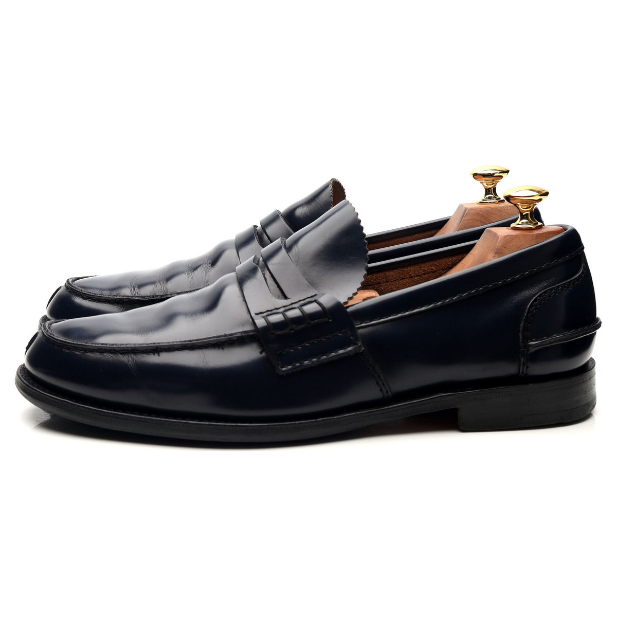 &#39;Tunbridge&#39; Navy Blue Leather Loafers UK 9 G