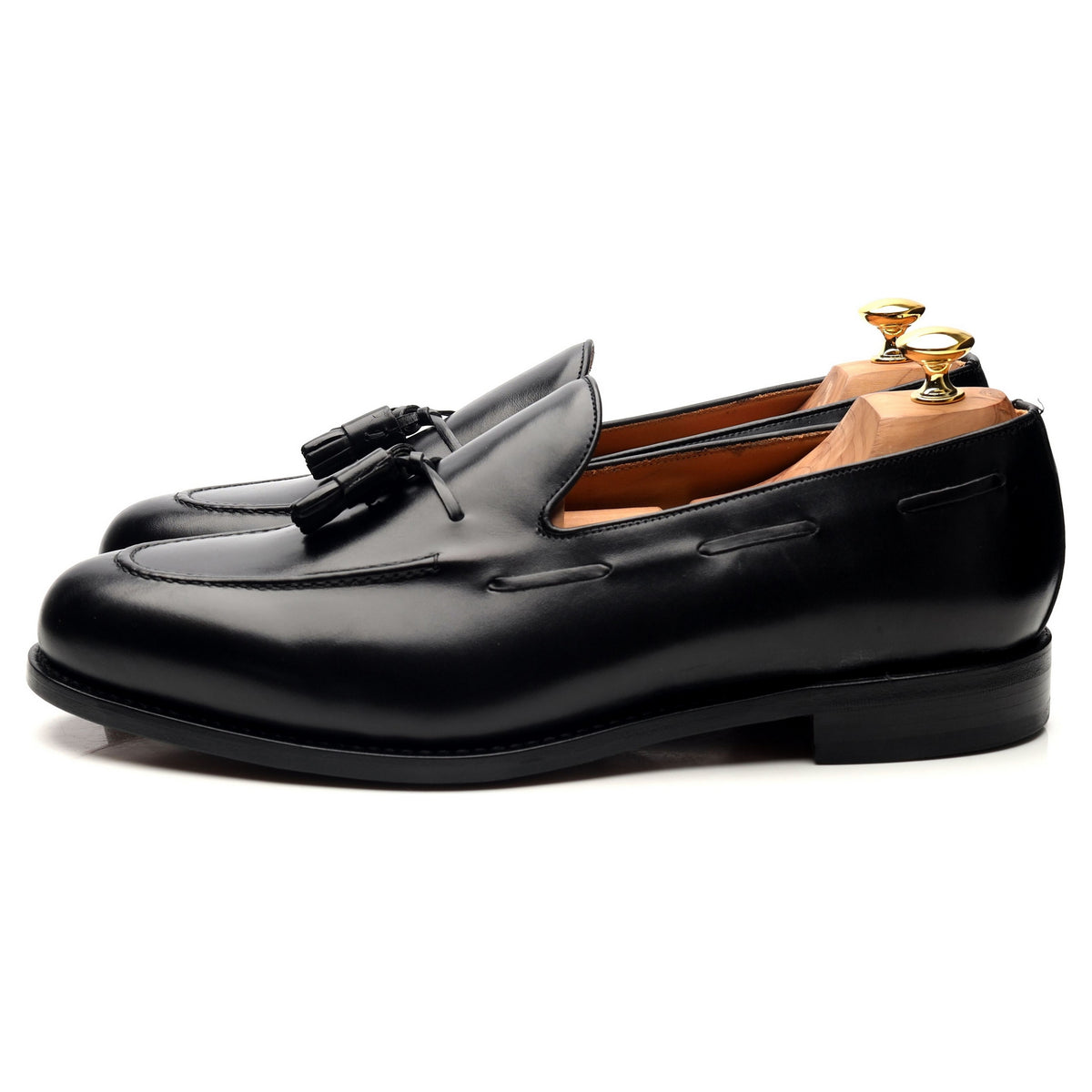 &#39;Barcelona ll&#39; Black Leather Tassel Loafers UK 12 F