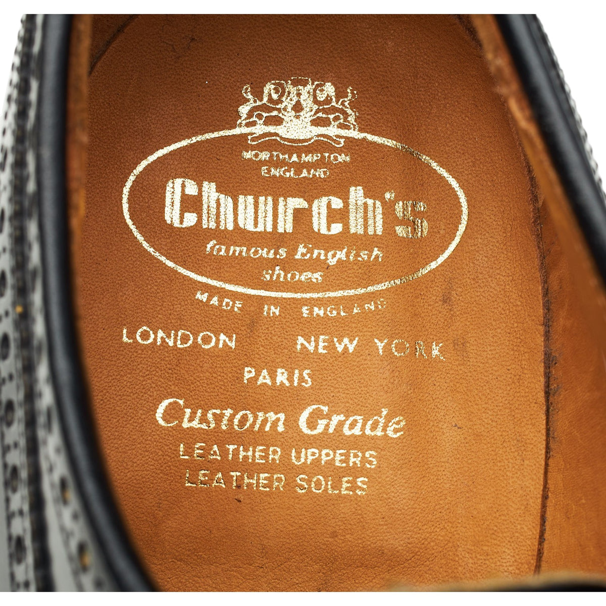 'Grafton' Black Leather Derby Brogues UK 10 F