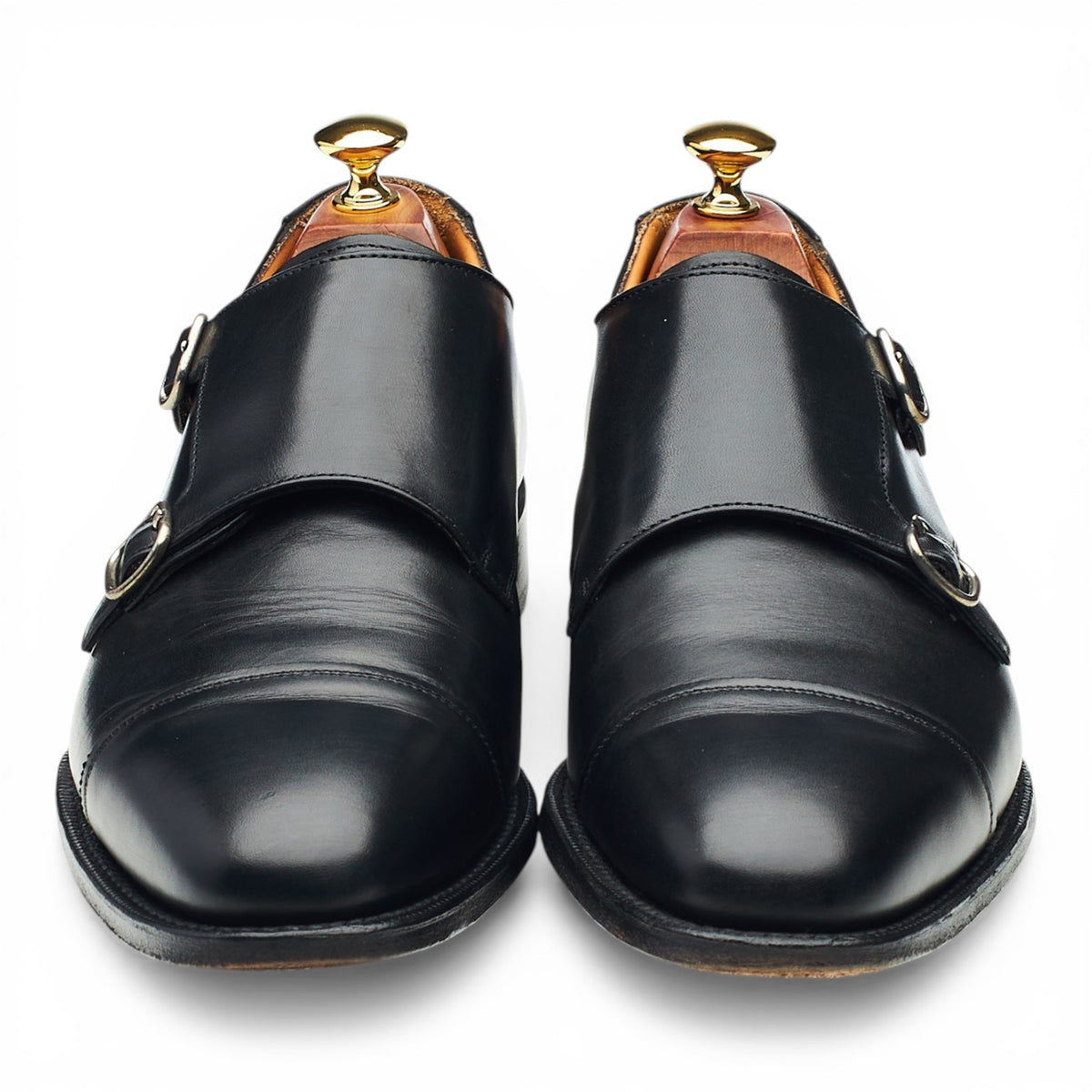 'Bicester' Black Leather Double Monk Strap UK 9 F