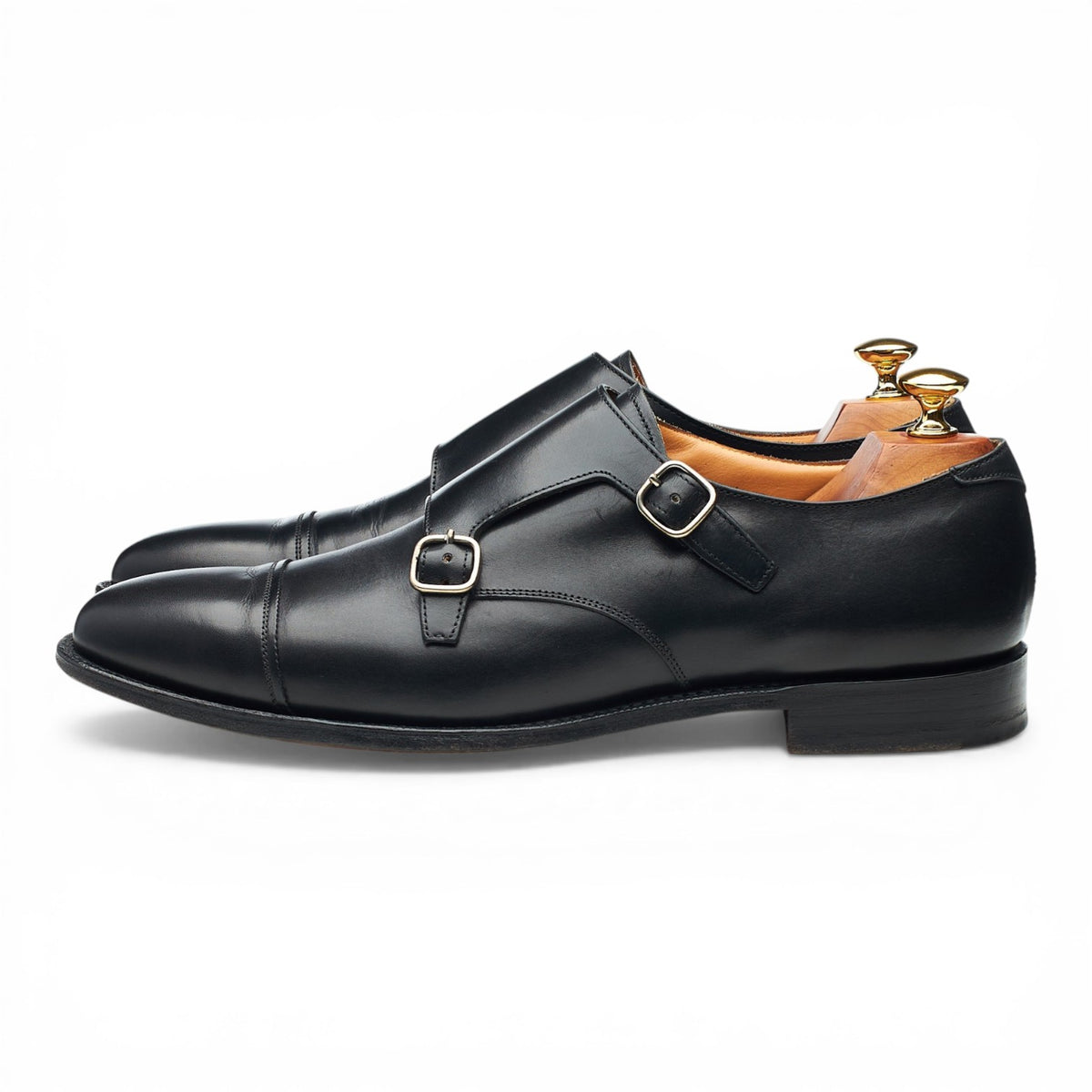 'Bicester' Black Leather Double Monk Strap UK 9 F