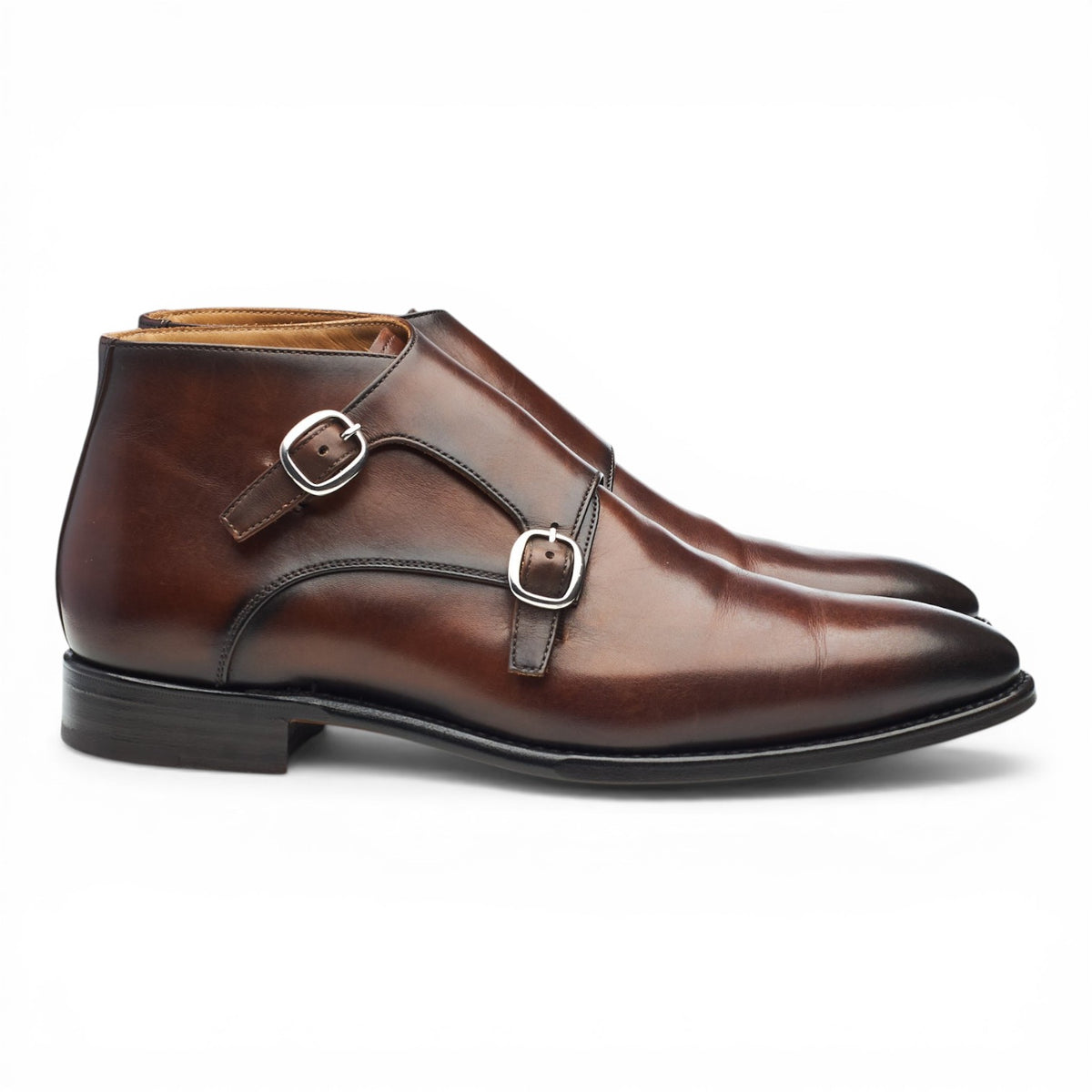 Herring 'Orwell' Brown Leather Monk Boots UK 7.5