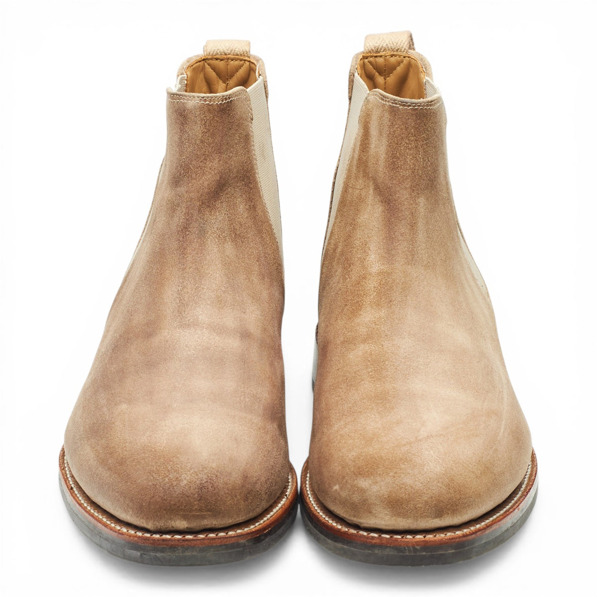 'Declan' Beige Suede Waxed Chelsea Boots UK 9 F