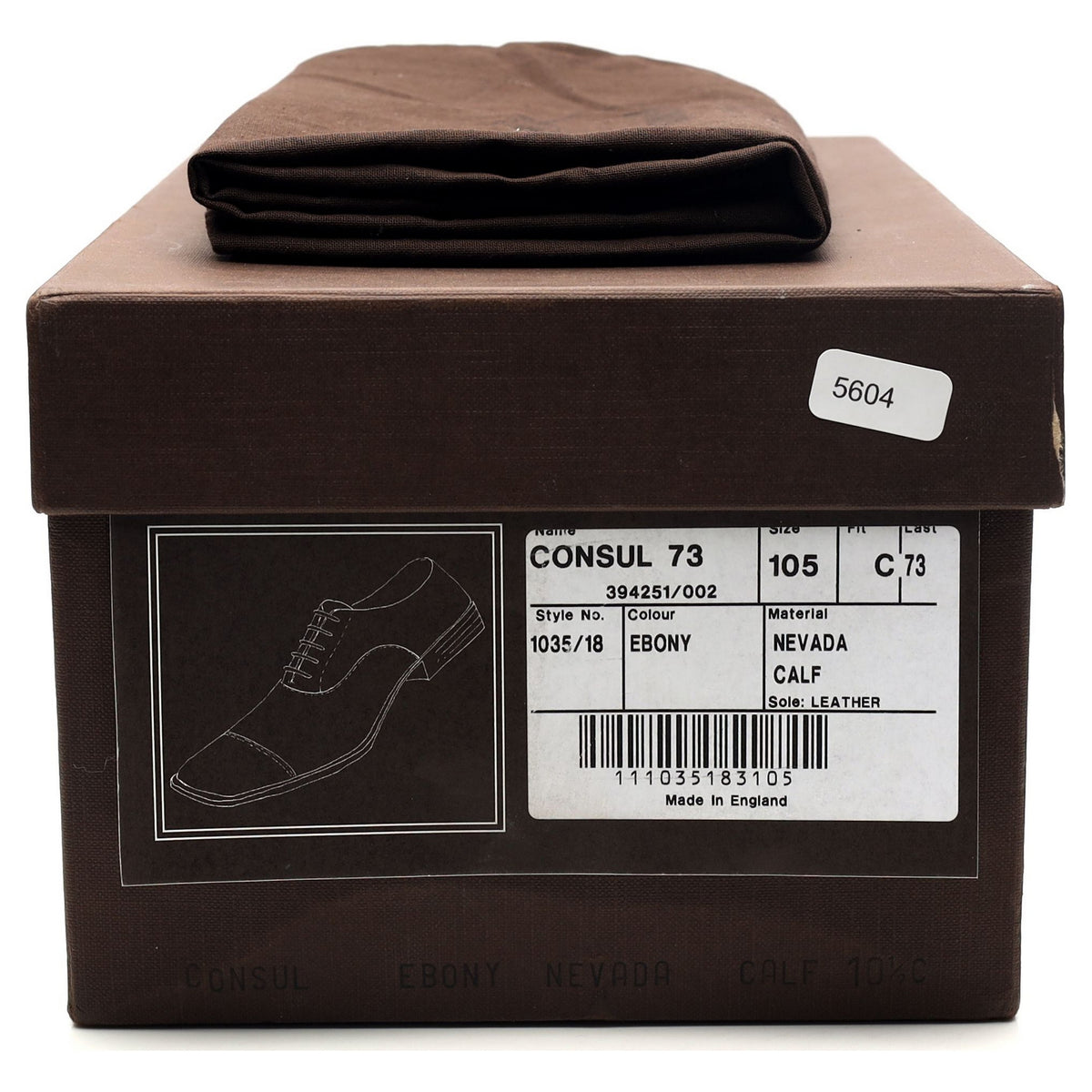&#39;Consul&#39; Dark Brown Leather Oxford UK 10.5 C