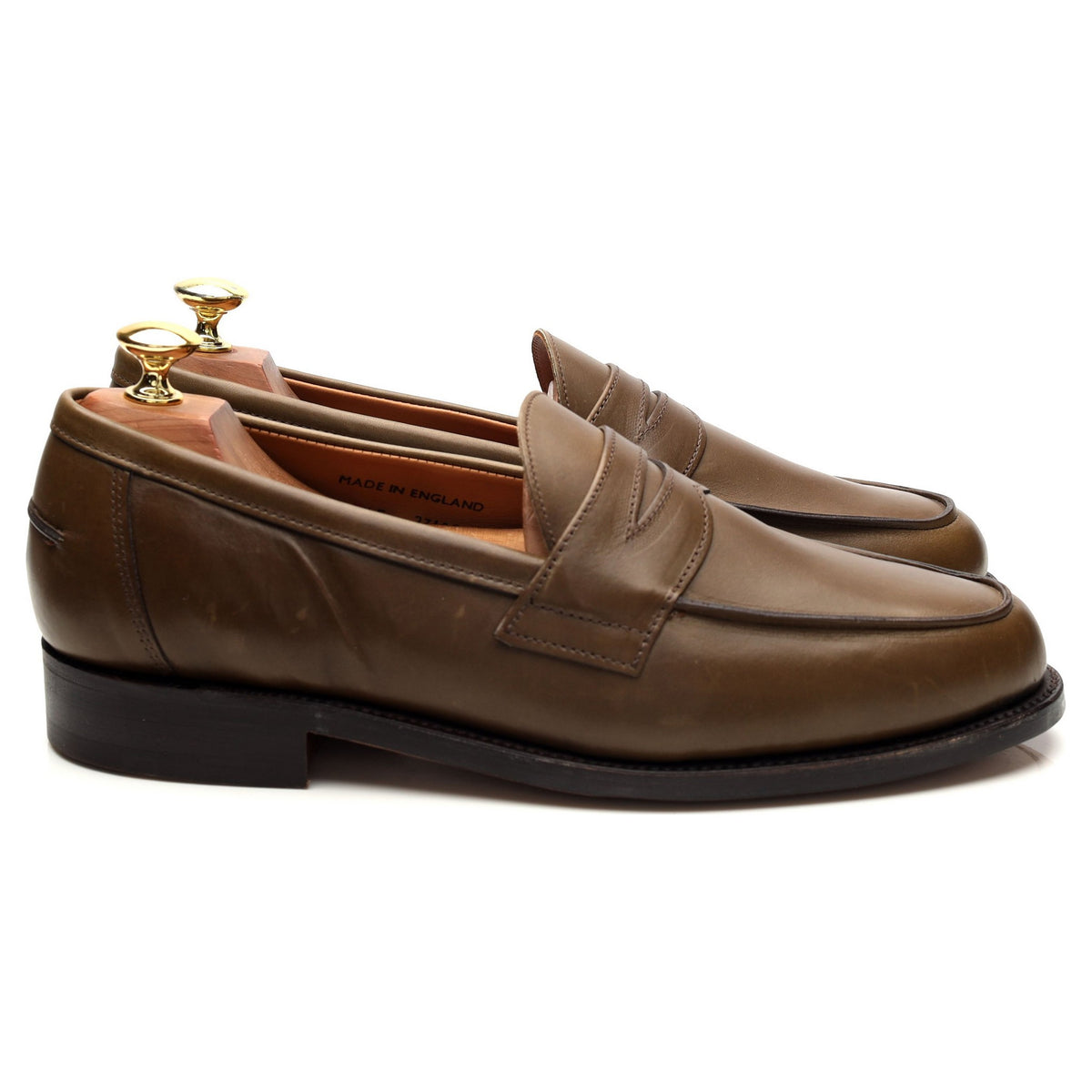 &#39;Madrid&#39; Green Leather Loafers UK 8