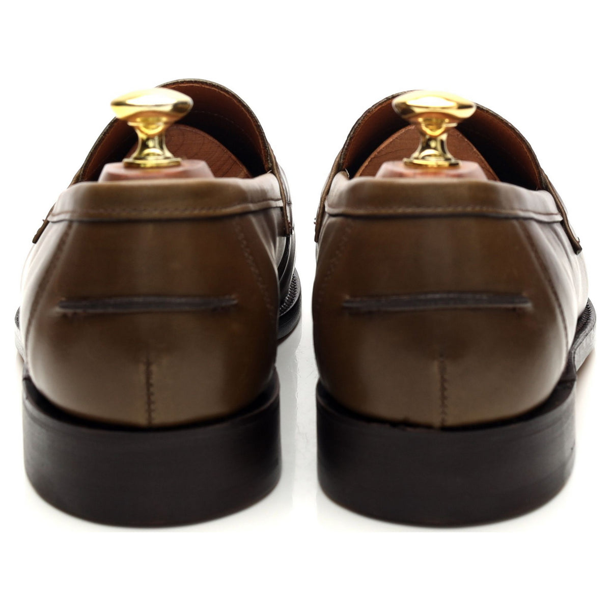 &#39;Madrid&#39; Green Leather Loafers UK 8