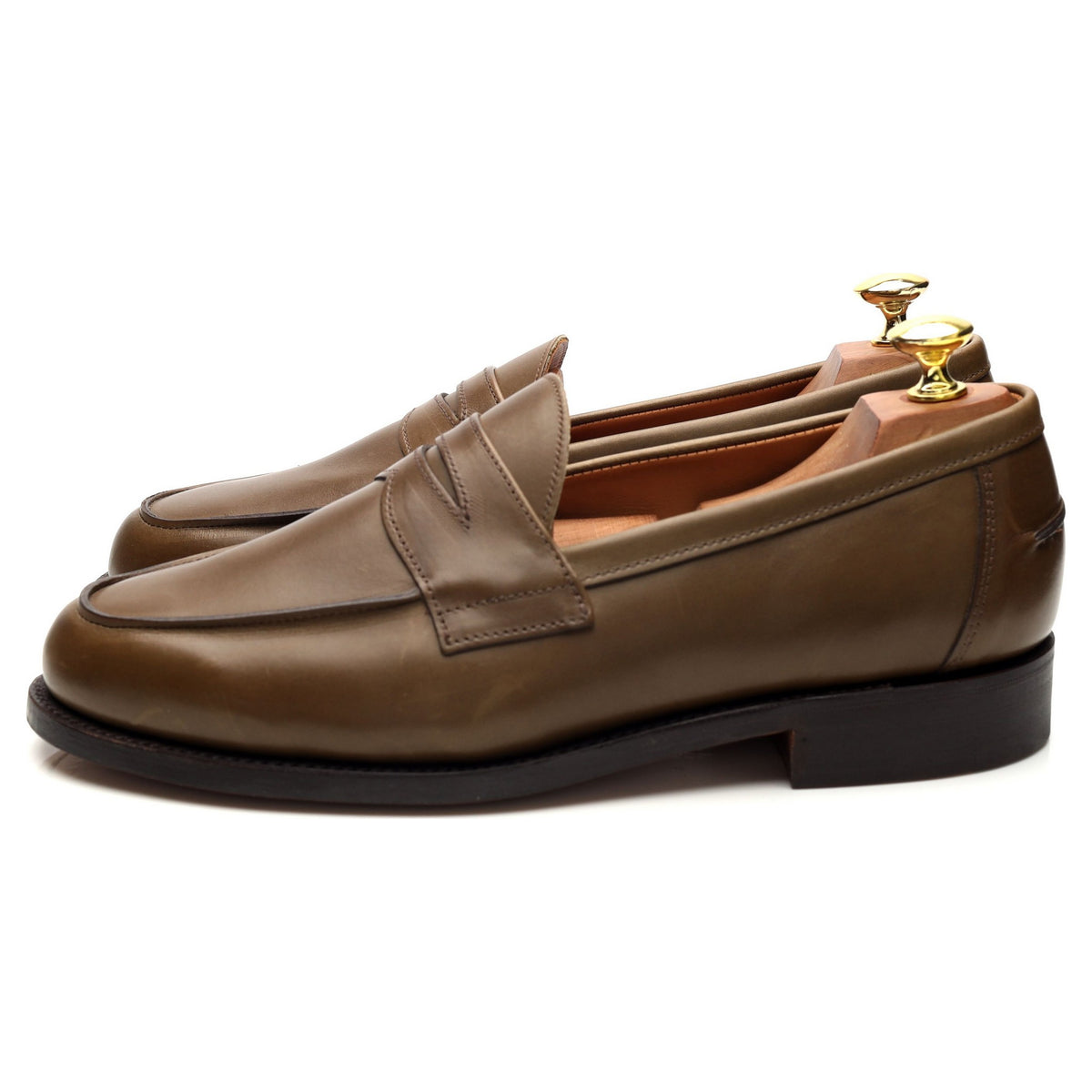 &#39;Madrid&#39; Green Leather Loafers UK 8