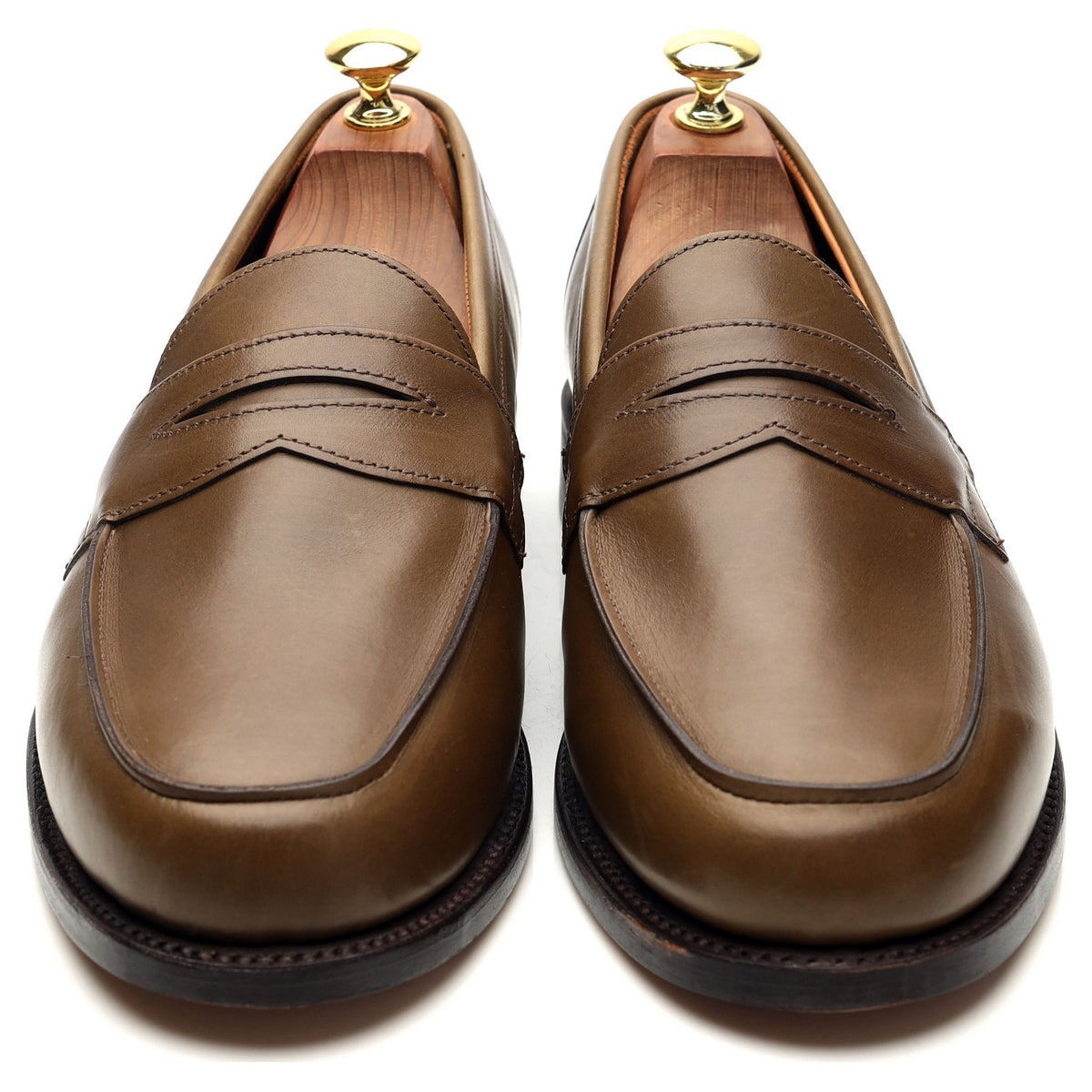 &#39;Madrid&#39; Green Leather Loafers UK 8