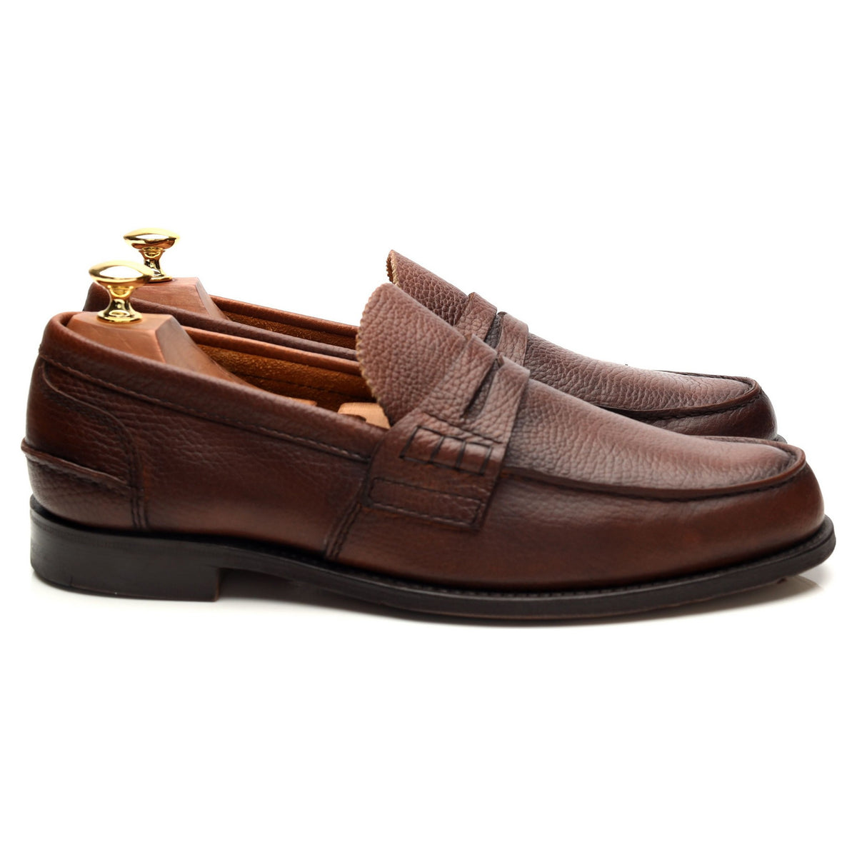 &#39;Priory&#39; Brown Grain Leather Loafers UK 9 G