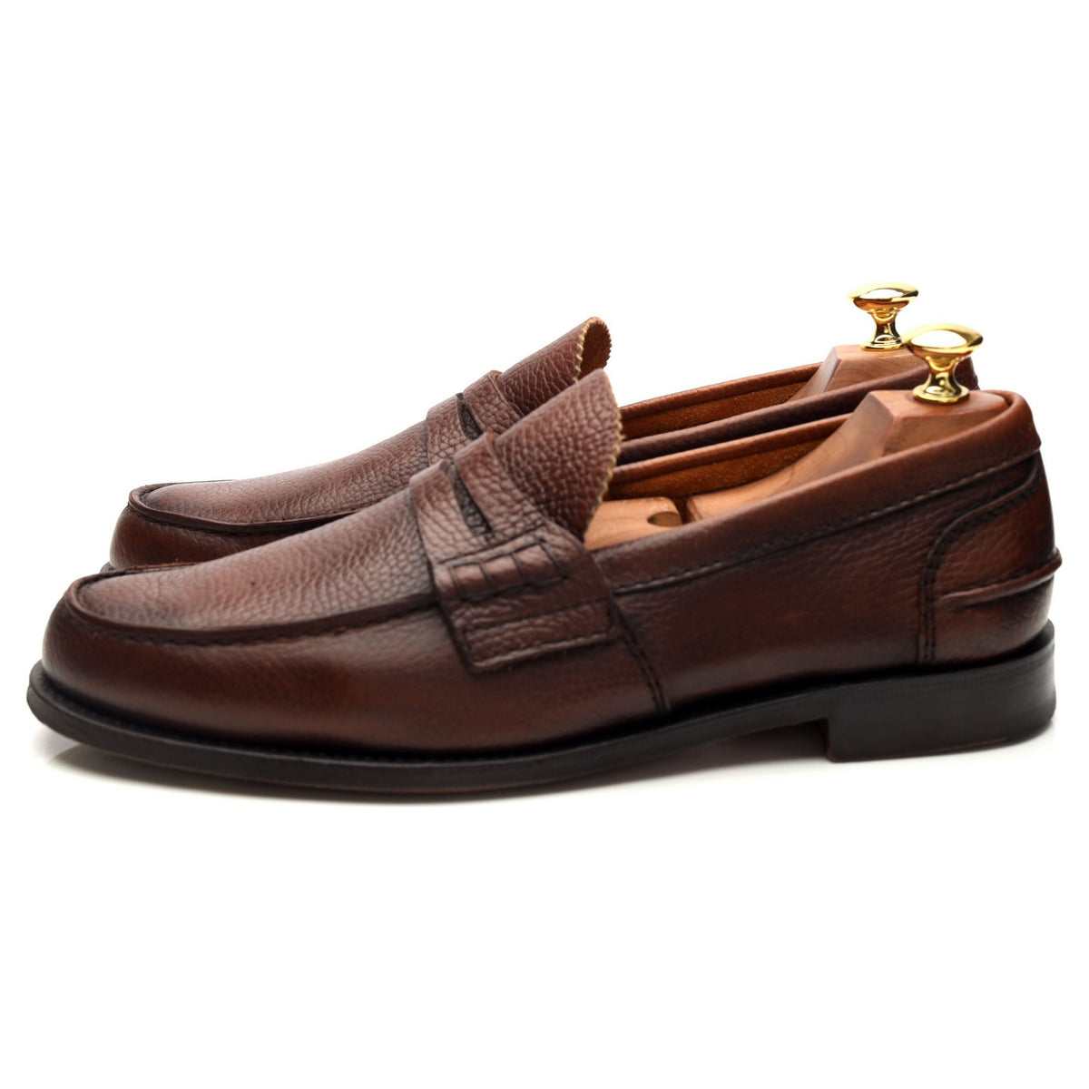 &#39;Priory&#39; Brown Grain Leather Loafers UK 9 G