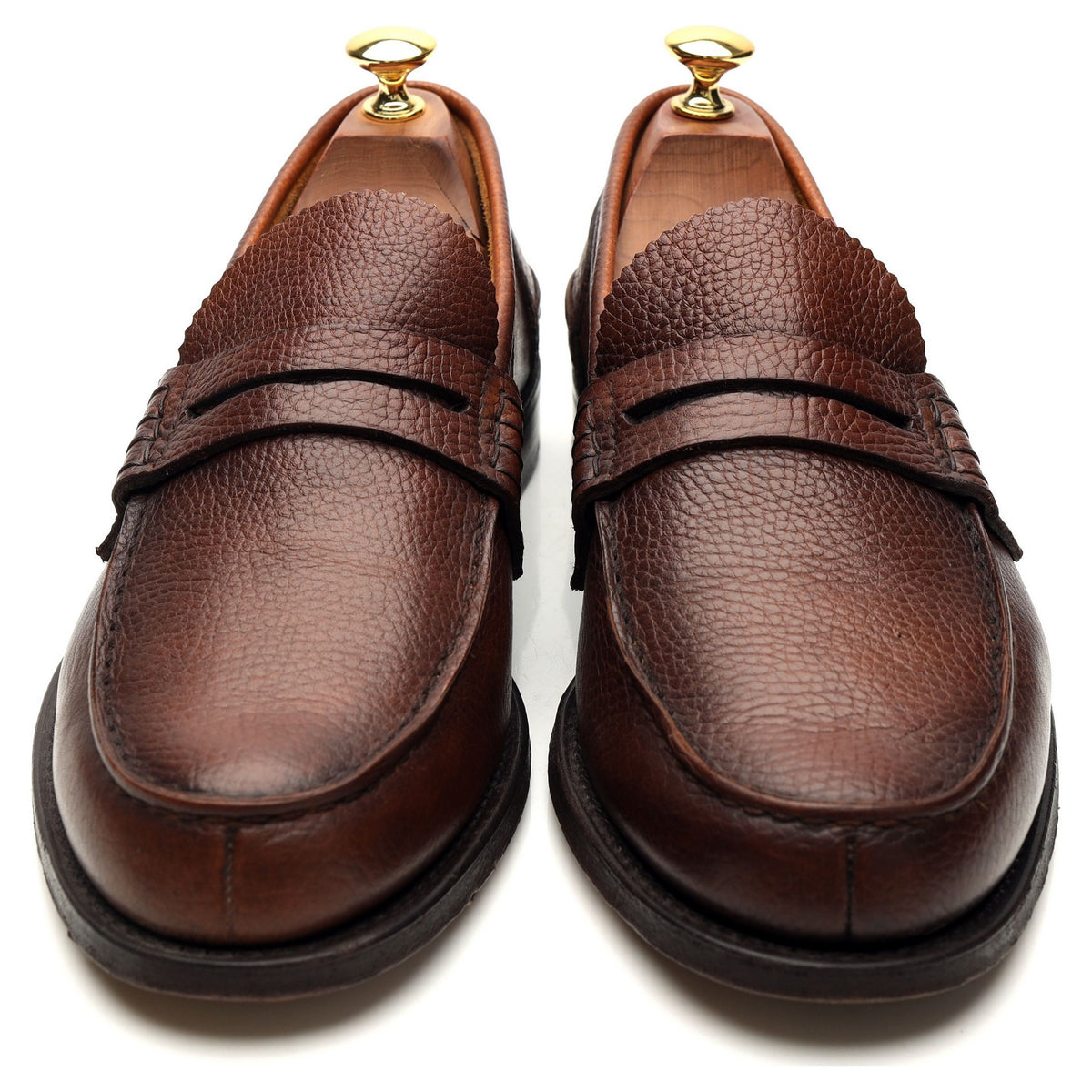 &#39;Priory&#39; Brown Grain Leather Loafers UK 9 G