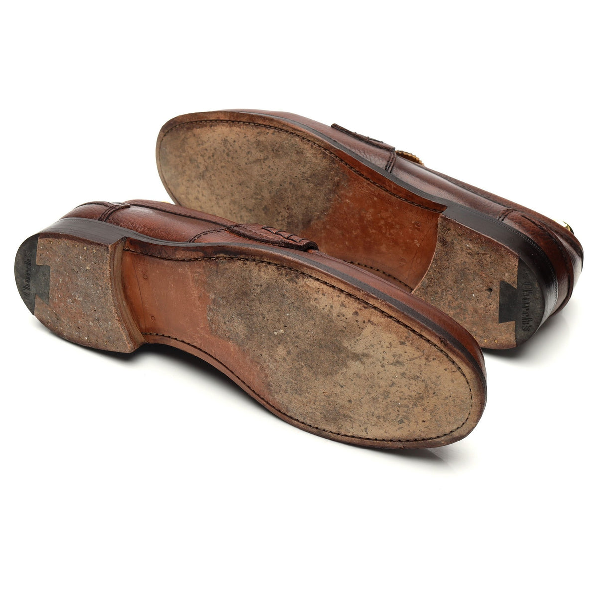 &#39;Priory&#39; Brown Grain Leather Loafers UK 9 G