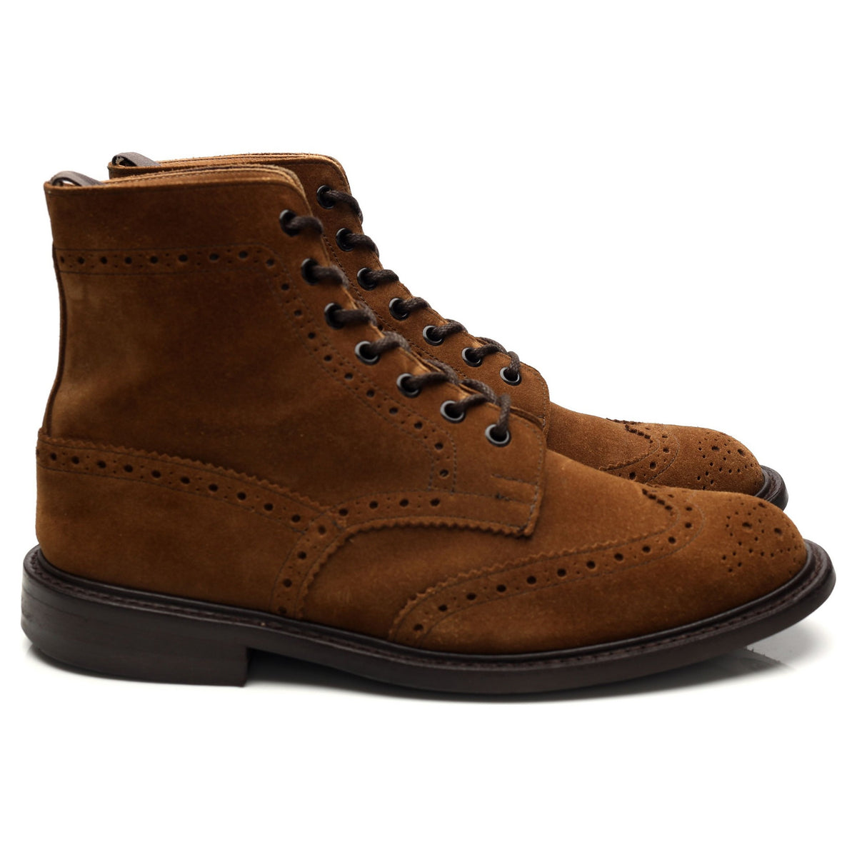 &#39;Stow&#39; Snuff Brown Suede Brogue Boots UK 7.5
