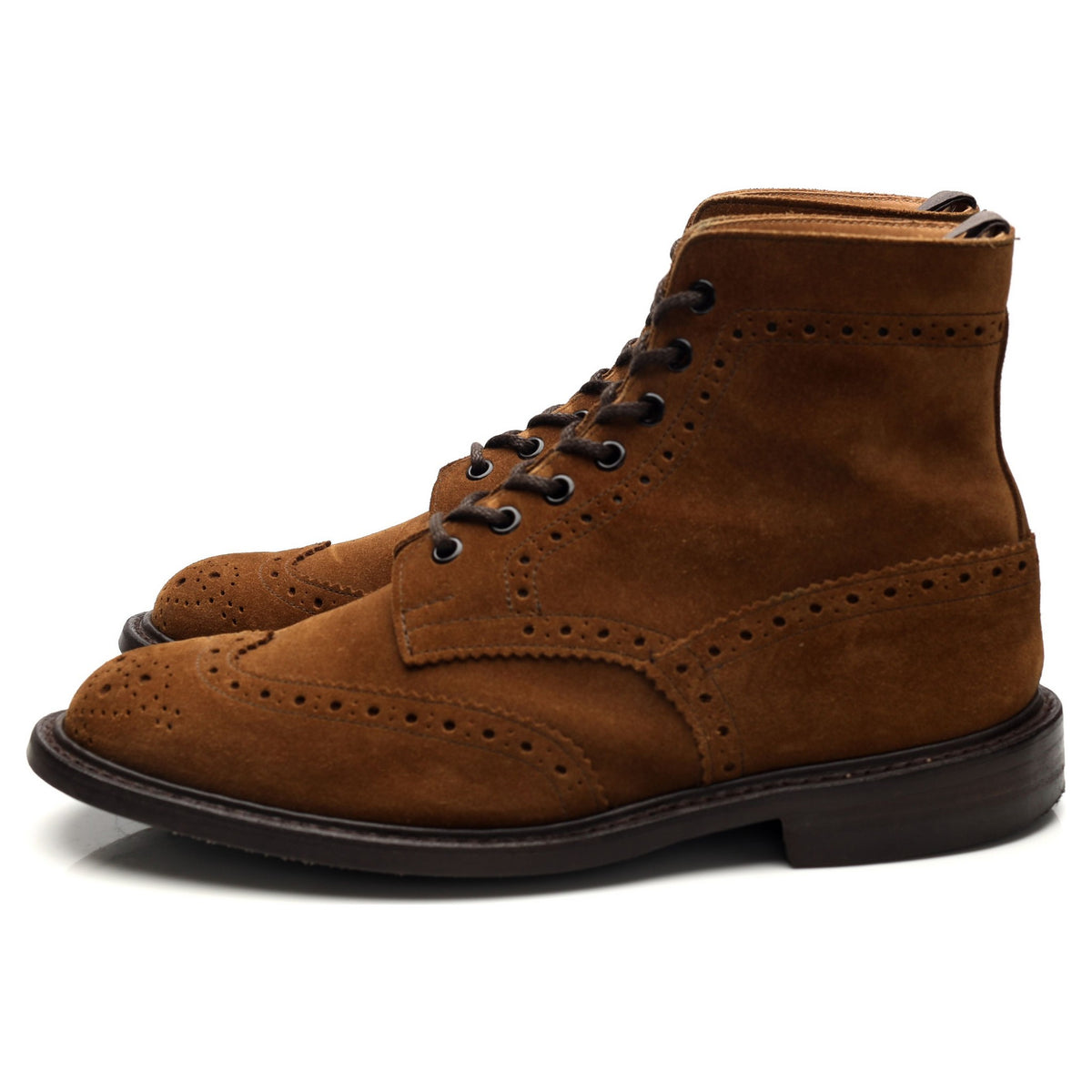 &#39;Stow&#39; Snuff Brown Suede Brogue Boots UK 7.5