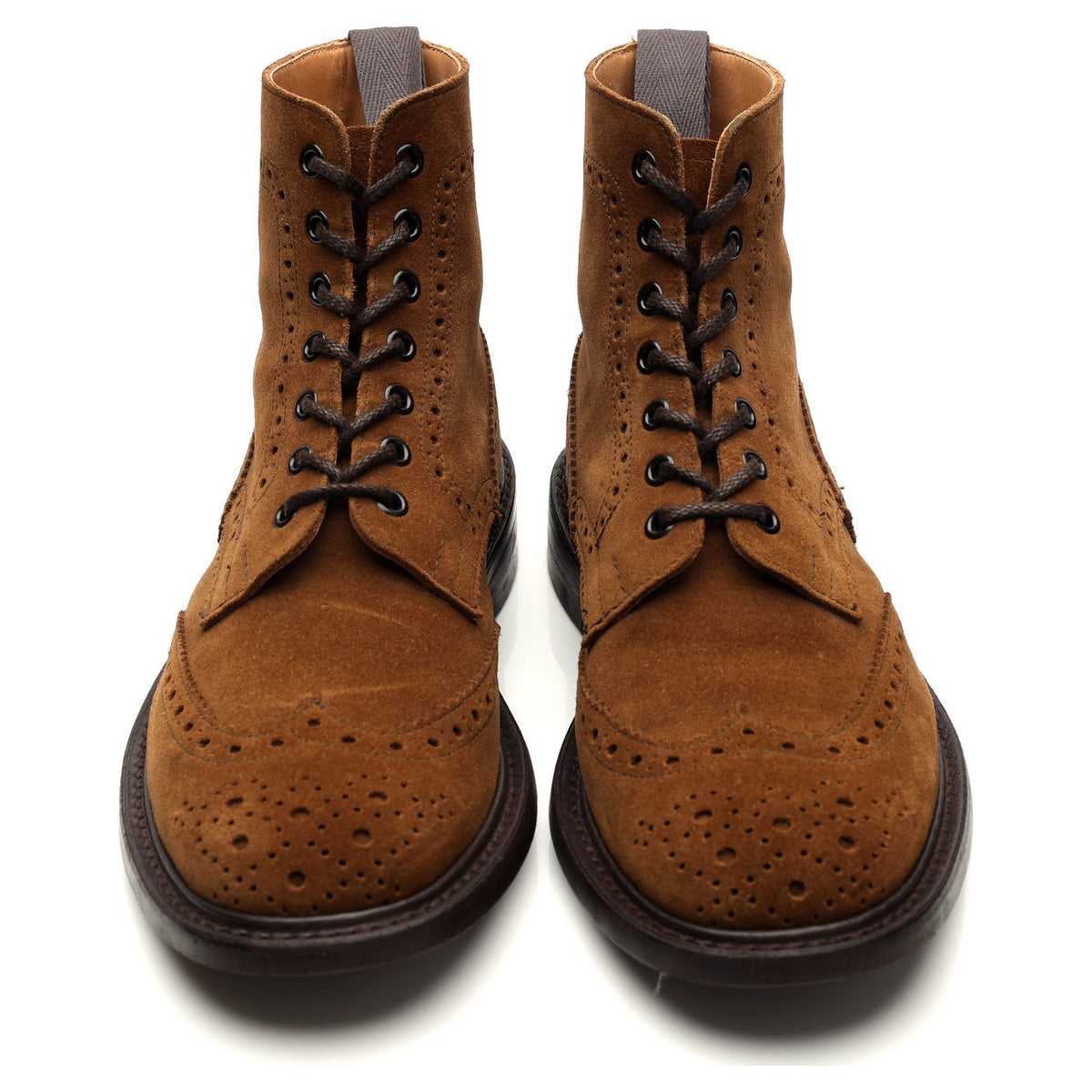 &#39;Stow&#39; Snuff Brown Suede Brogue Boots UK 7.5