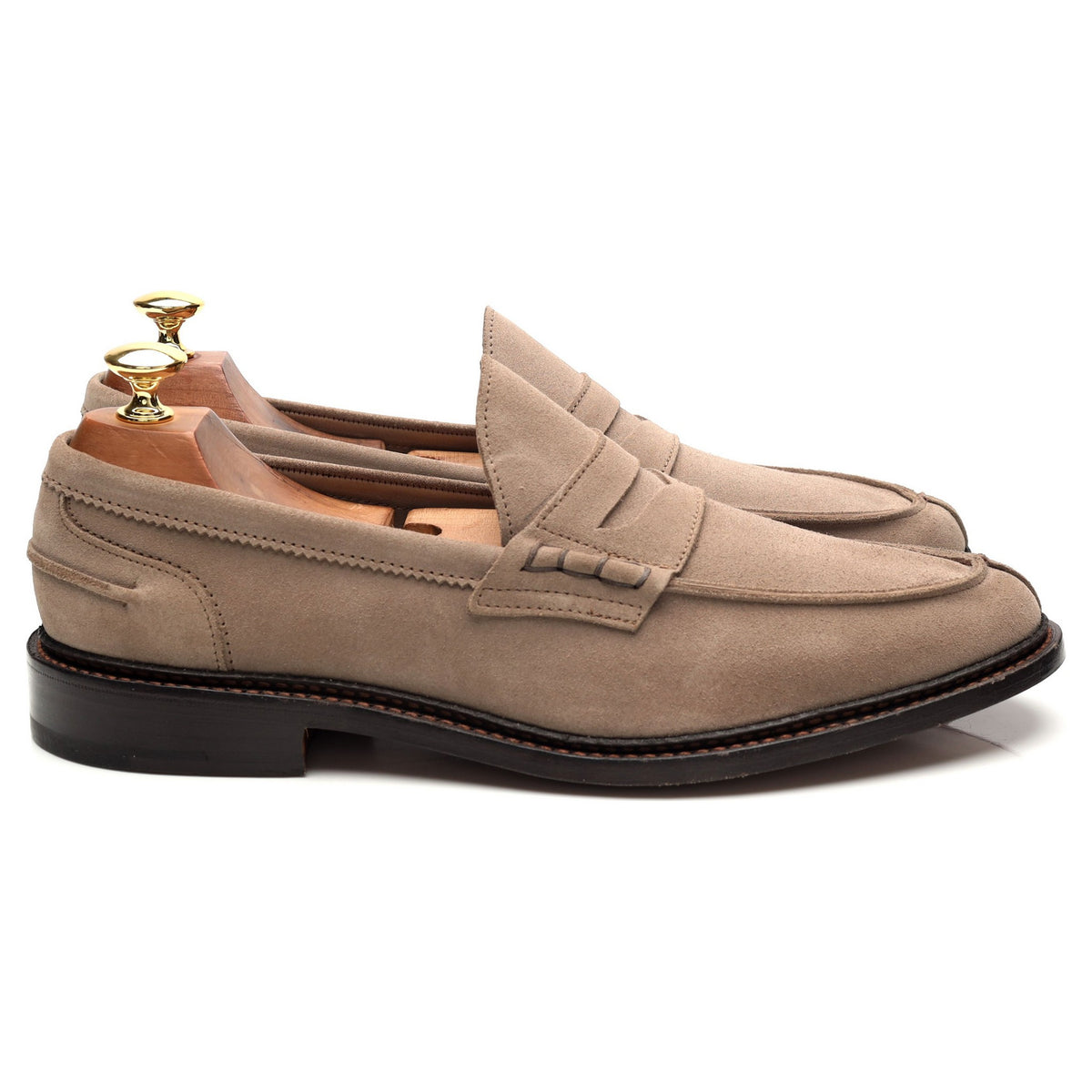 &#39;Adam&#39; Stone Grey Suede Split Toe Loafers UK 9