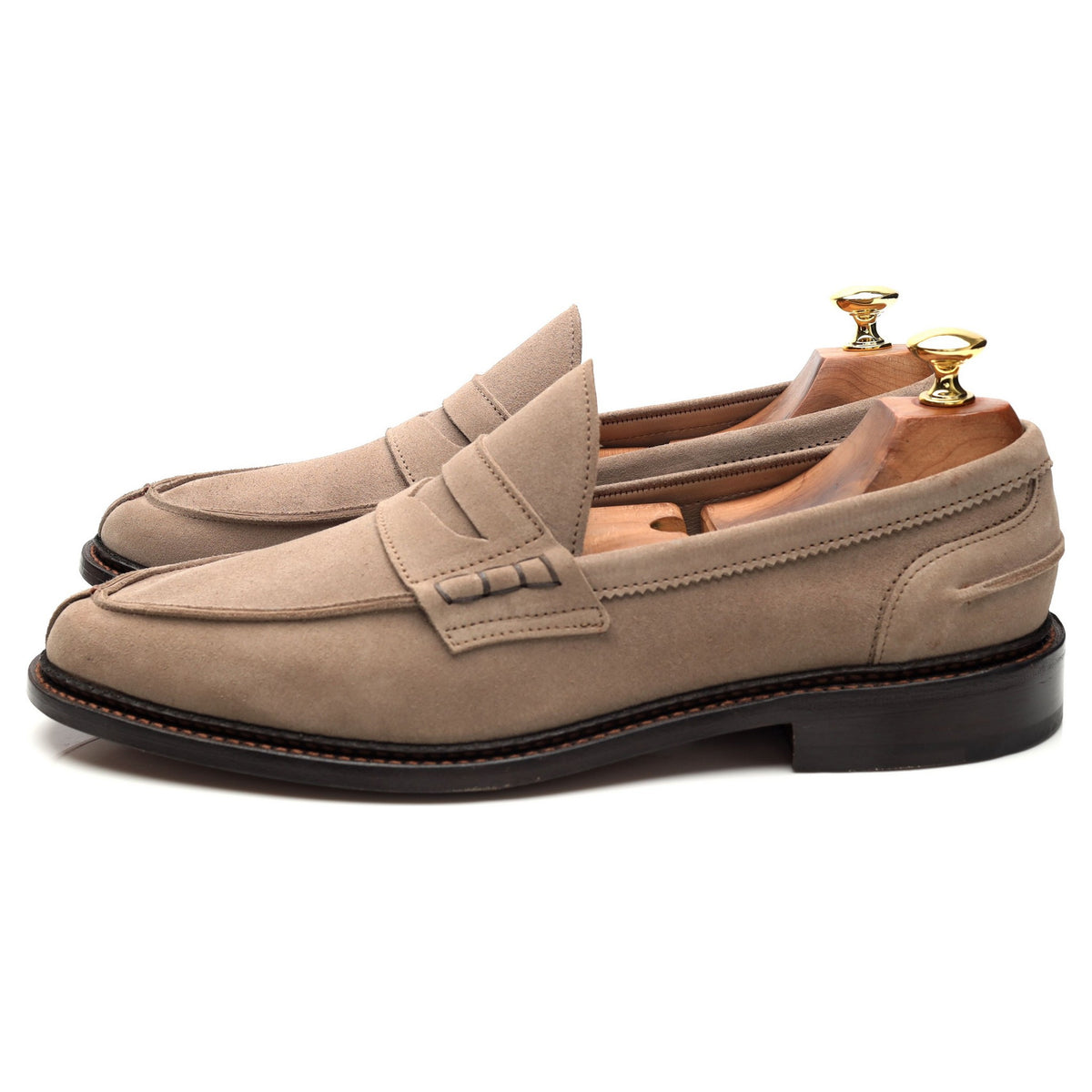 &#39;Adam&#39; Stone Grey Suede Split Toe Loafers UK 9