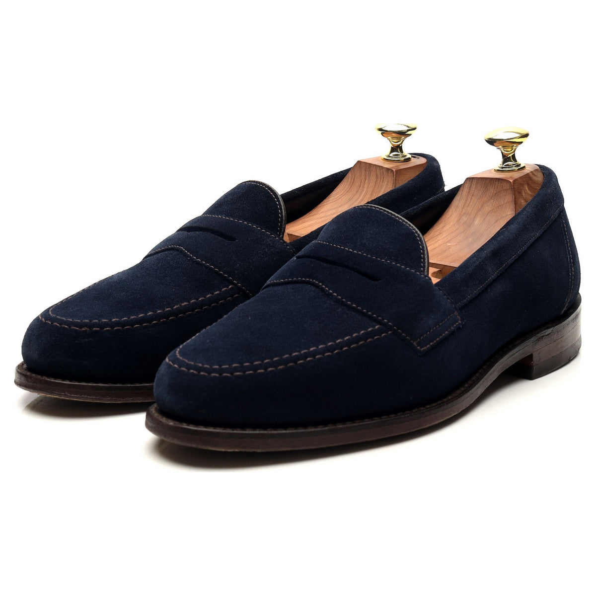 &#39;Eton&#39; Navy Blue Suede Loafers UK 7.5 F