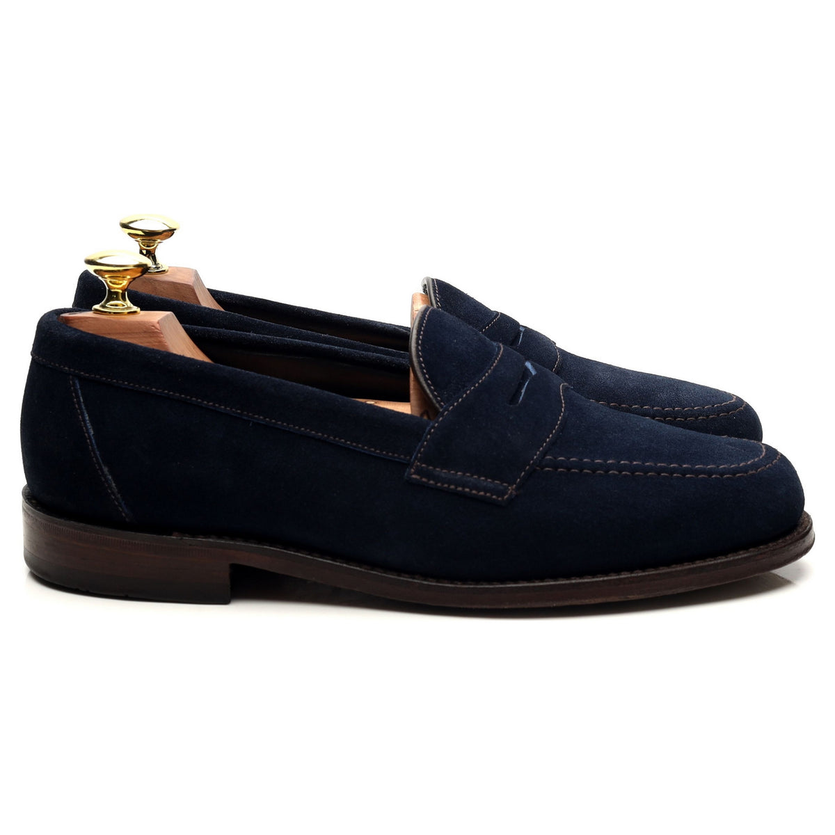 &#39;Eton&#39; Navy Blue Suede Loafers UK 7.5 F