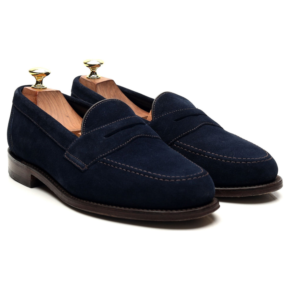 &#39;Eton&#39; Navy Blue Suede Loafers UK 7.5 F