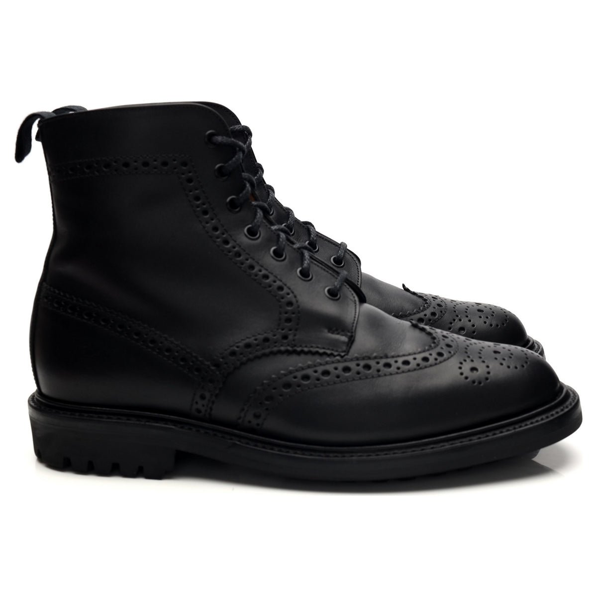 &#39;Cheltenham&#39; Black Leather Brogue Boots UK 9 F