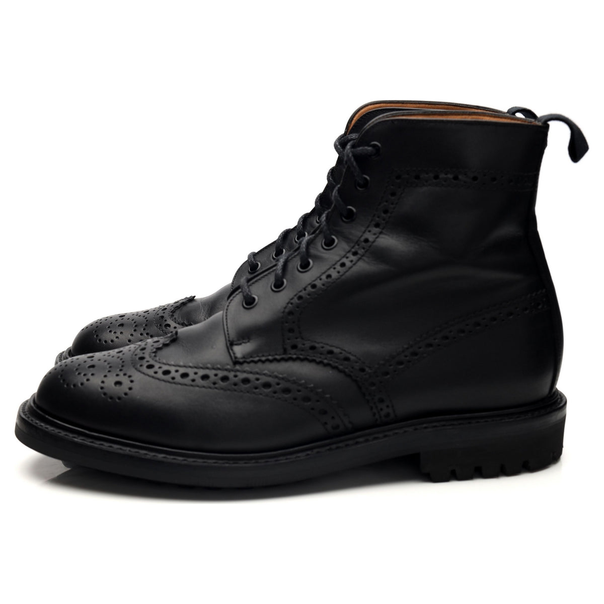 &#39;Cheltenham&#39; Black Leather Brogue Boots UK 9 F