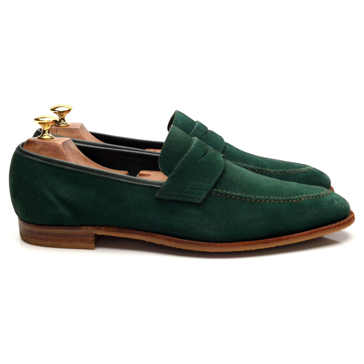 &#39;Teign&#39; Green Suede Loafers UK 10.5 E