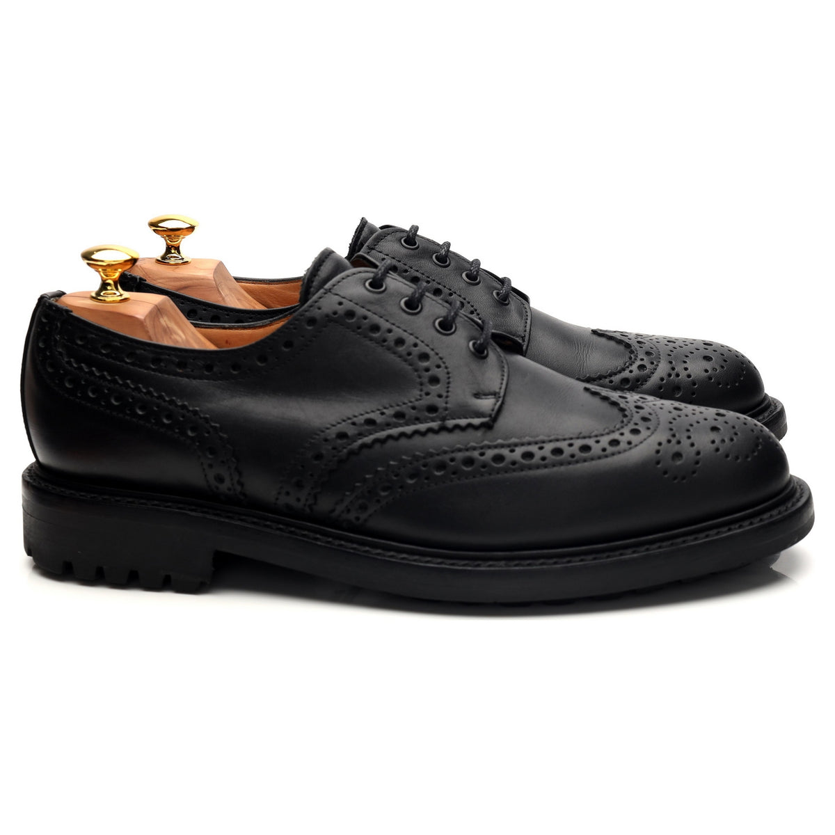 &#39;Salisbury&#39; Black Leather Derby Brogues UK 11 F