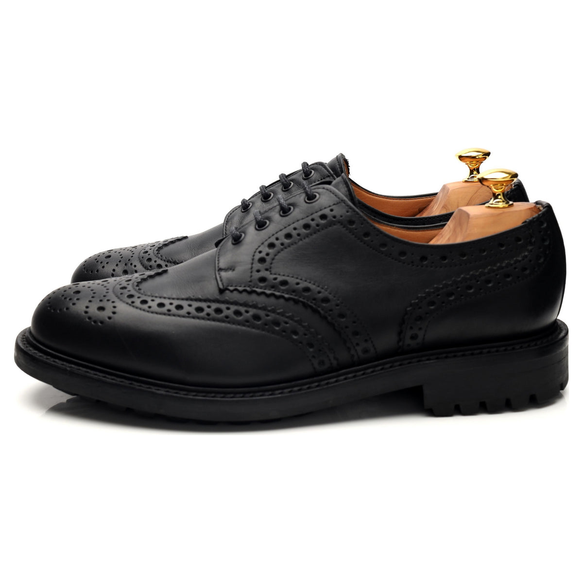 &#39;Salisbury&#39; Black Leather Derby Brogues UK 11 F
