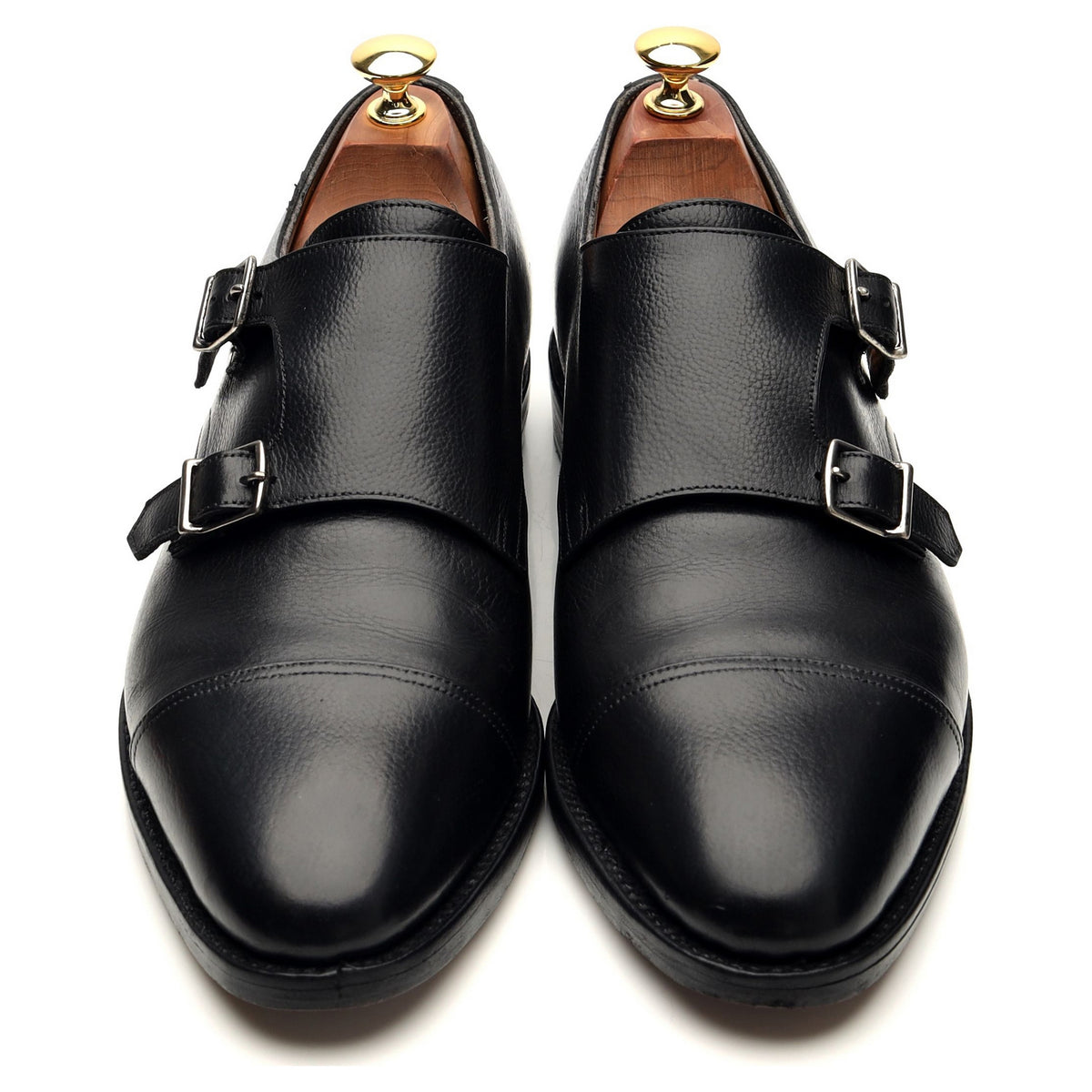 &#39;William&#39; Black Grain Leather Double Monk Strap UK 9 D