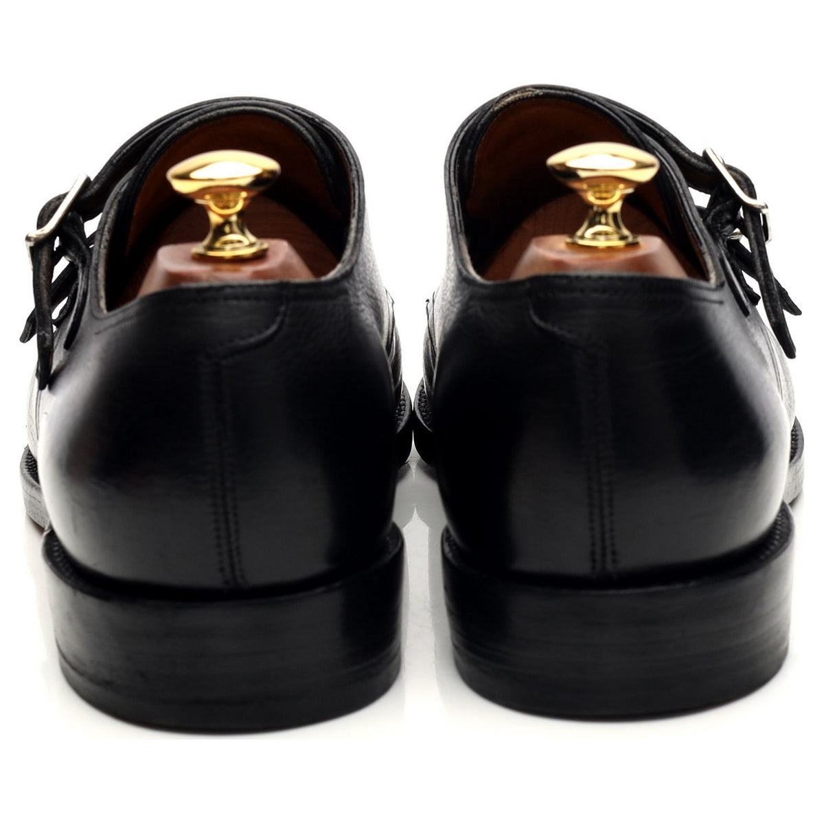 &#39;William&#39; Black Grain Leather Double Monk Strap UK 9 D