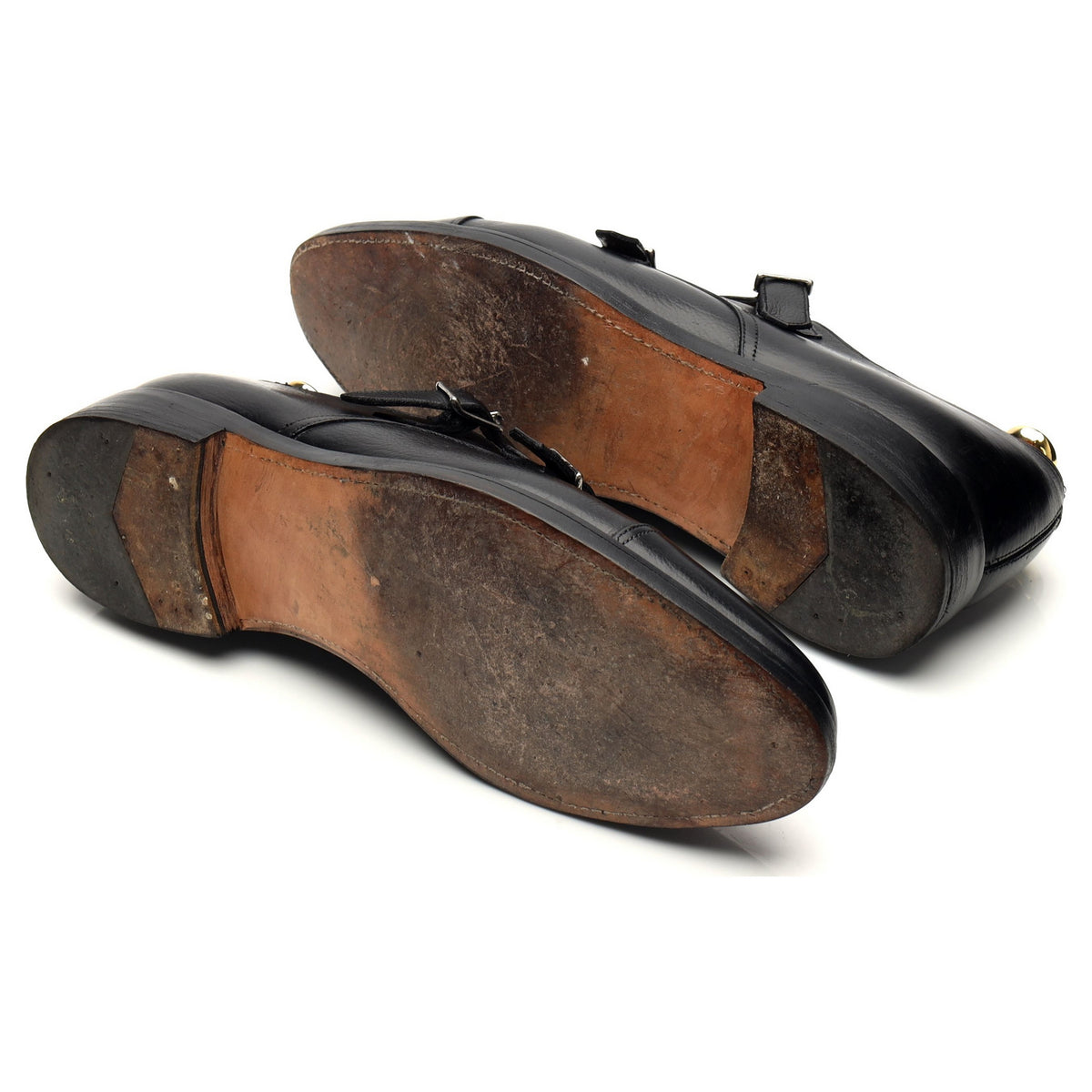 &#39;William&#39; Black Grain Leather Double Monk Strap UK 9 D