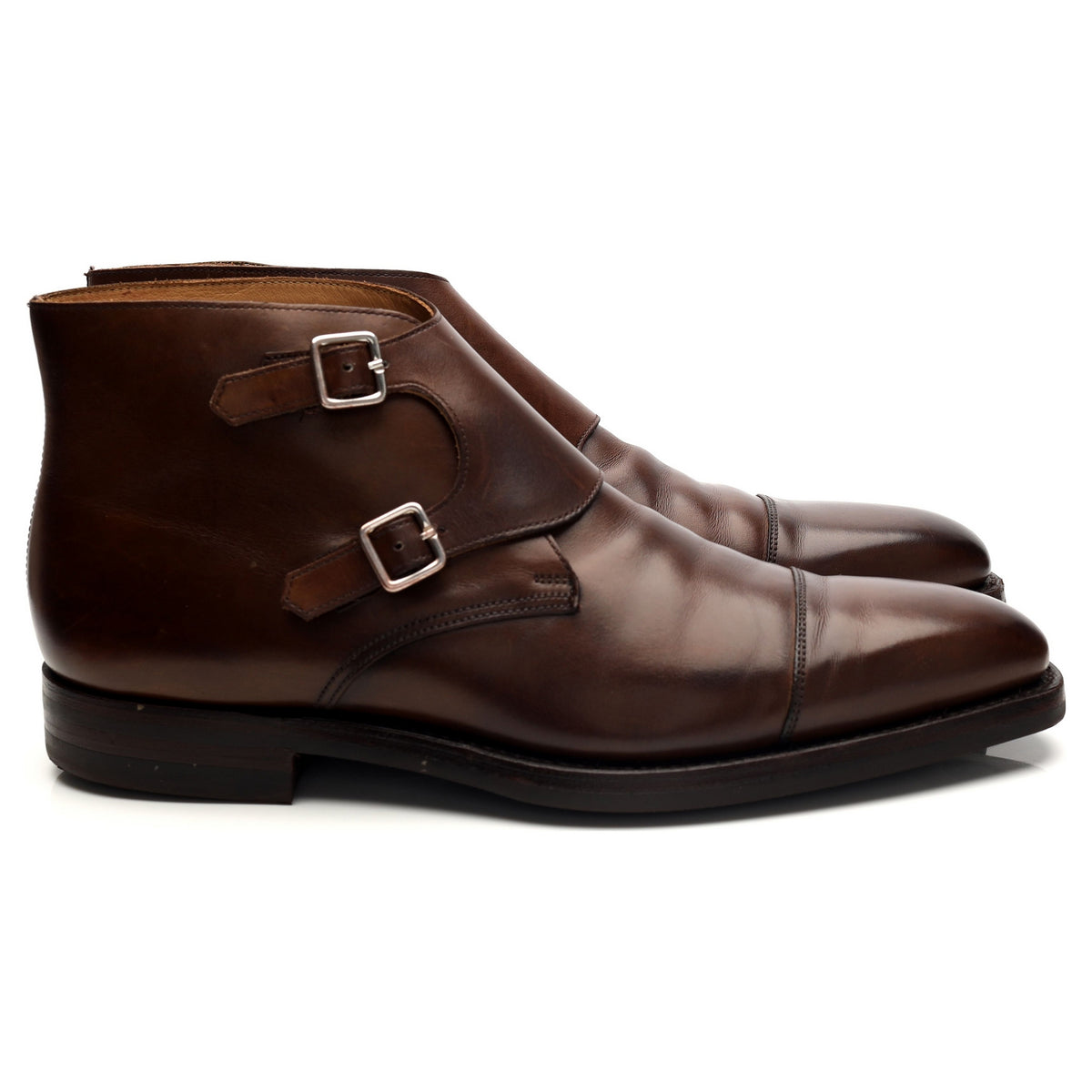 &#39;Camberley&#39; Brown Leather Monk Strap Boots UK 9 E