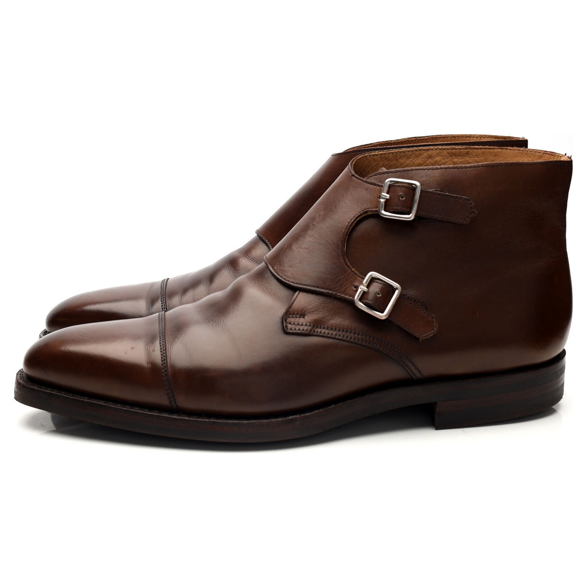 &#39;Camberley&#39; Brown Leather Monk Strap Boots UK 9 E
