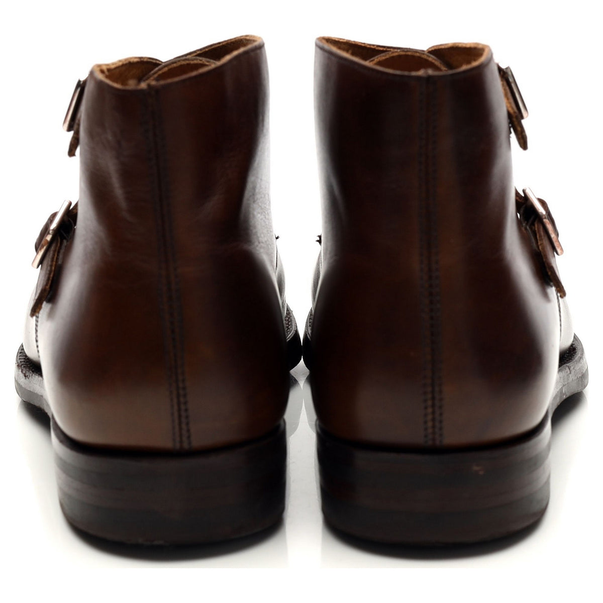 &#39;Camberley&#39; Brown Leather Monk Strap Boots UK 9 E