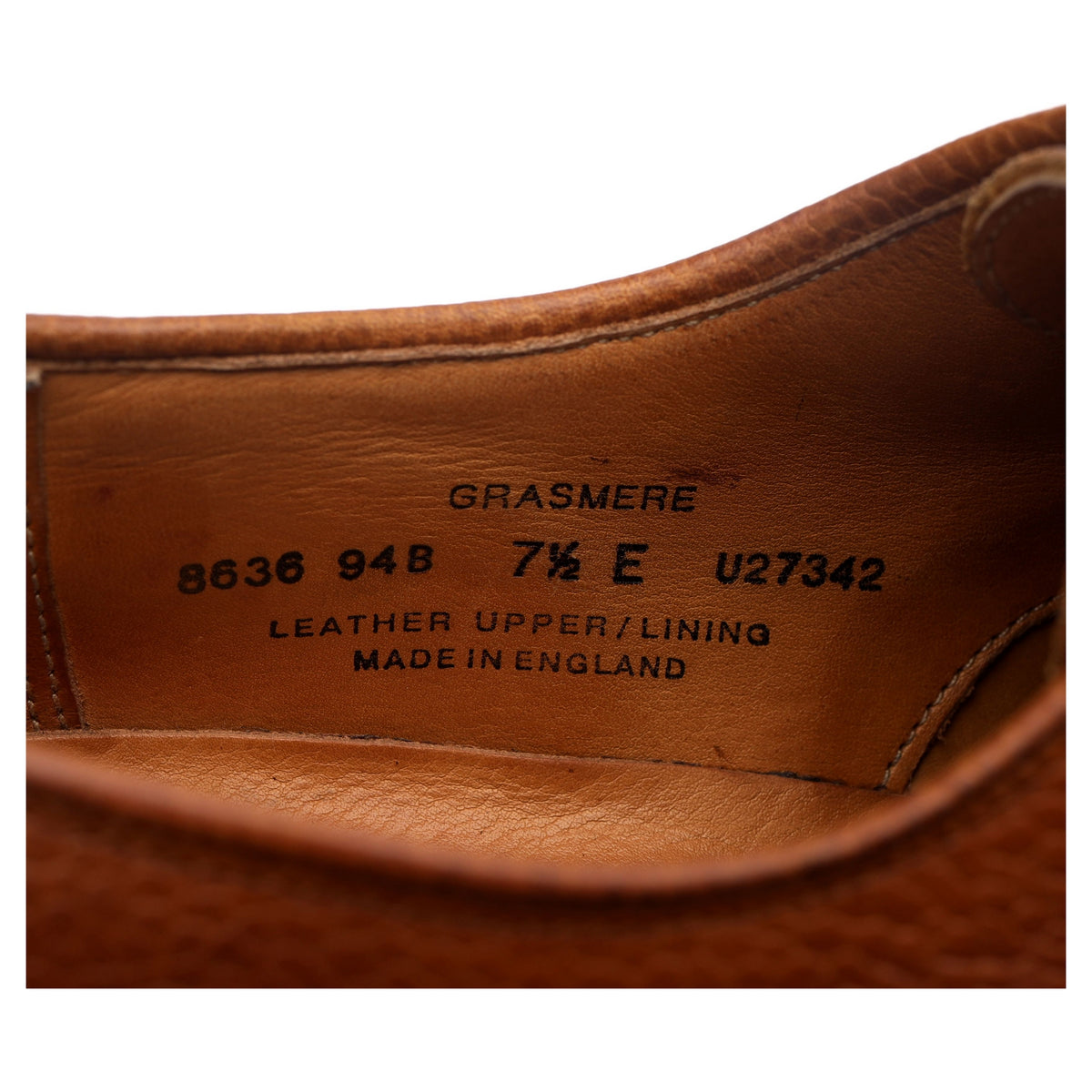 &#39;Grasmere&#39; Tan Brown Leather Derby UK 7.5 E