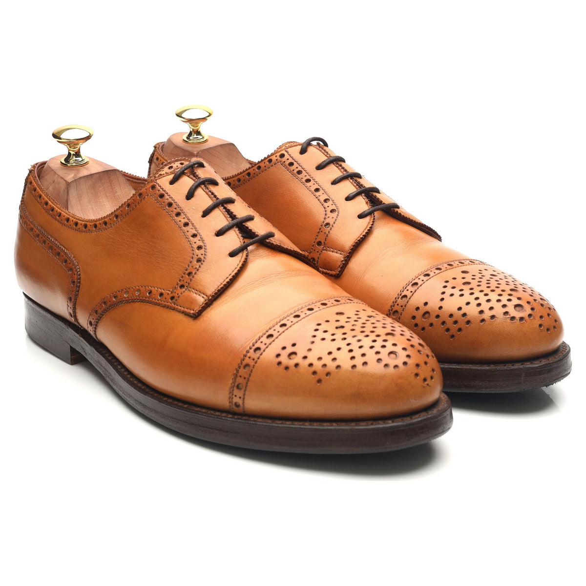 &#39;Wein&#39; Tan Brown Leather Apron Derby Brogues UK 10 E