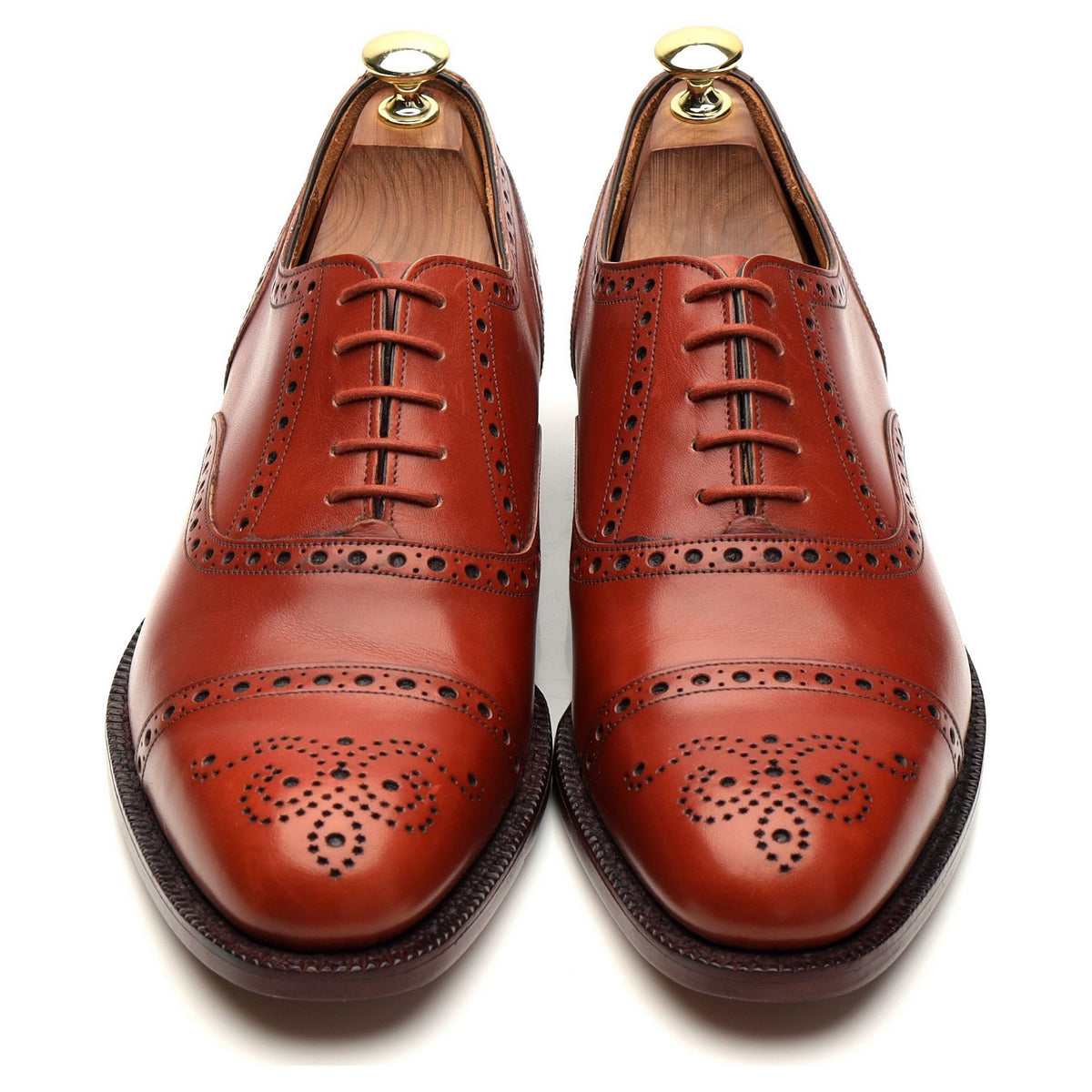 &#39;Aintree&#39; Tan Brown Leather Oxford Brogues UK 8 F