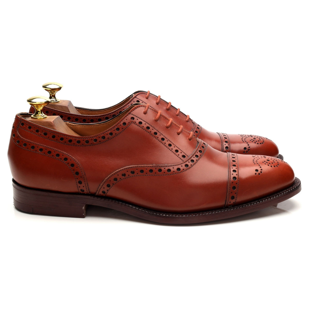 &#39;Aintree&#39; Tan Brown Leather Oxford Brogues UK 8 F