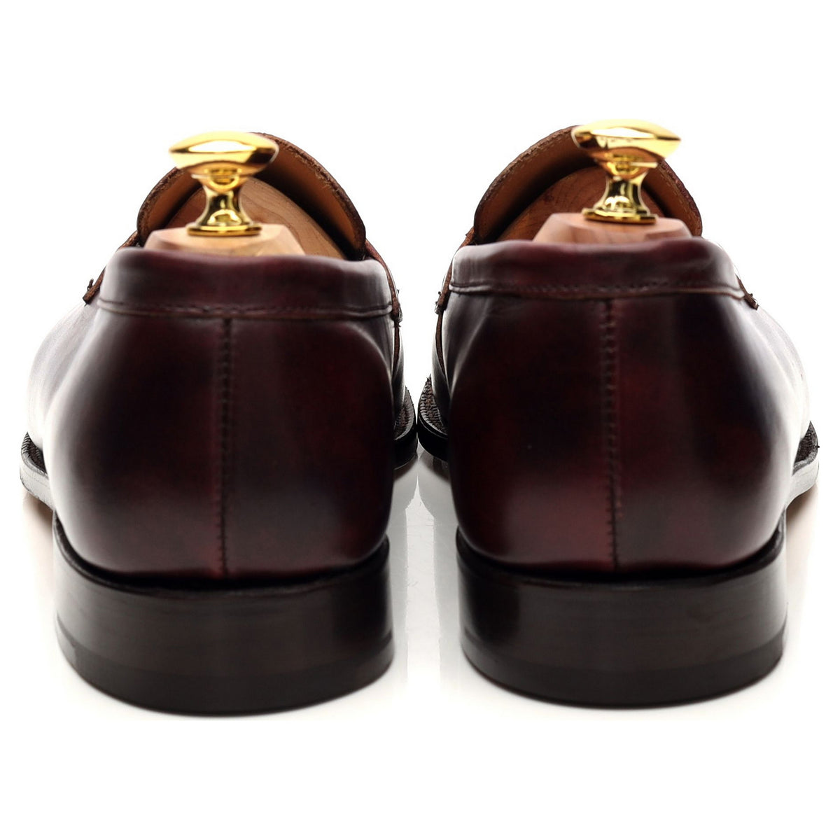 &#39;7923&#39; Burgundy Museum Leather Penny Loafers UK 7.5
