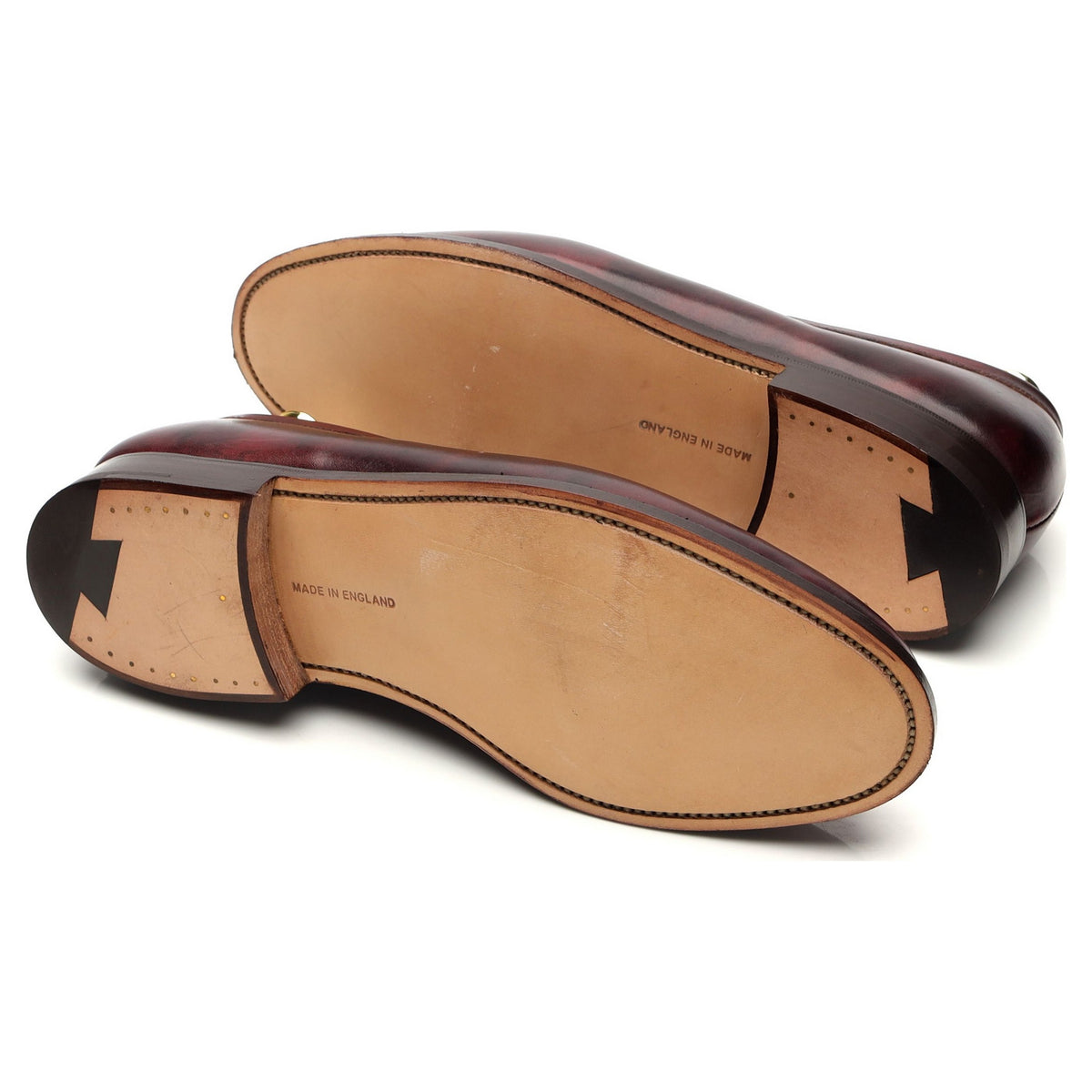 &#39;7923&#39; Burgundy Museum Leather Penny Loafers UK 7.5