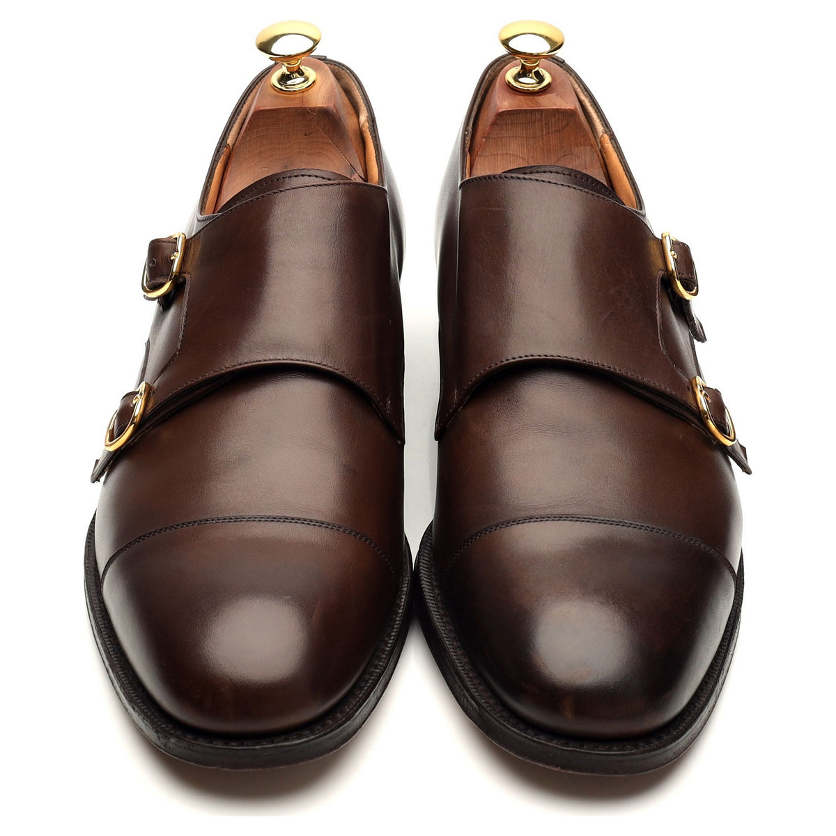 &#39;Cowes&#39; Brown Leather Double Monk Strap UK 9 F