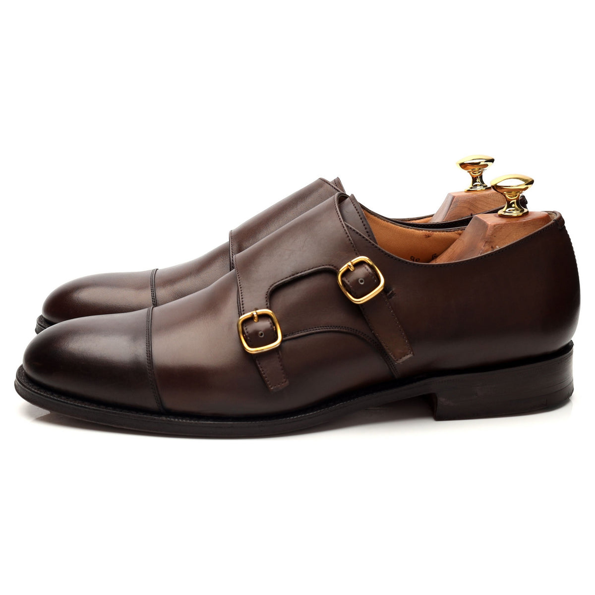 &#39;Cowes&#39; Brown Leather Double Monk Strap UK 9 F